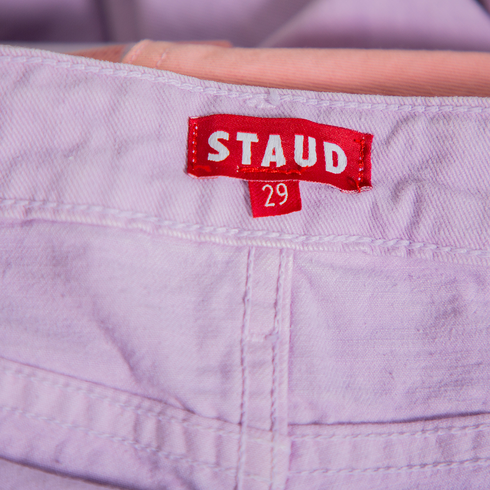 STAUD Lilac Denim Contrast Pocket Detail High Rise Jeans M