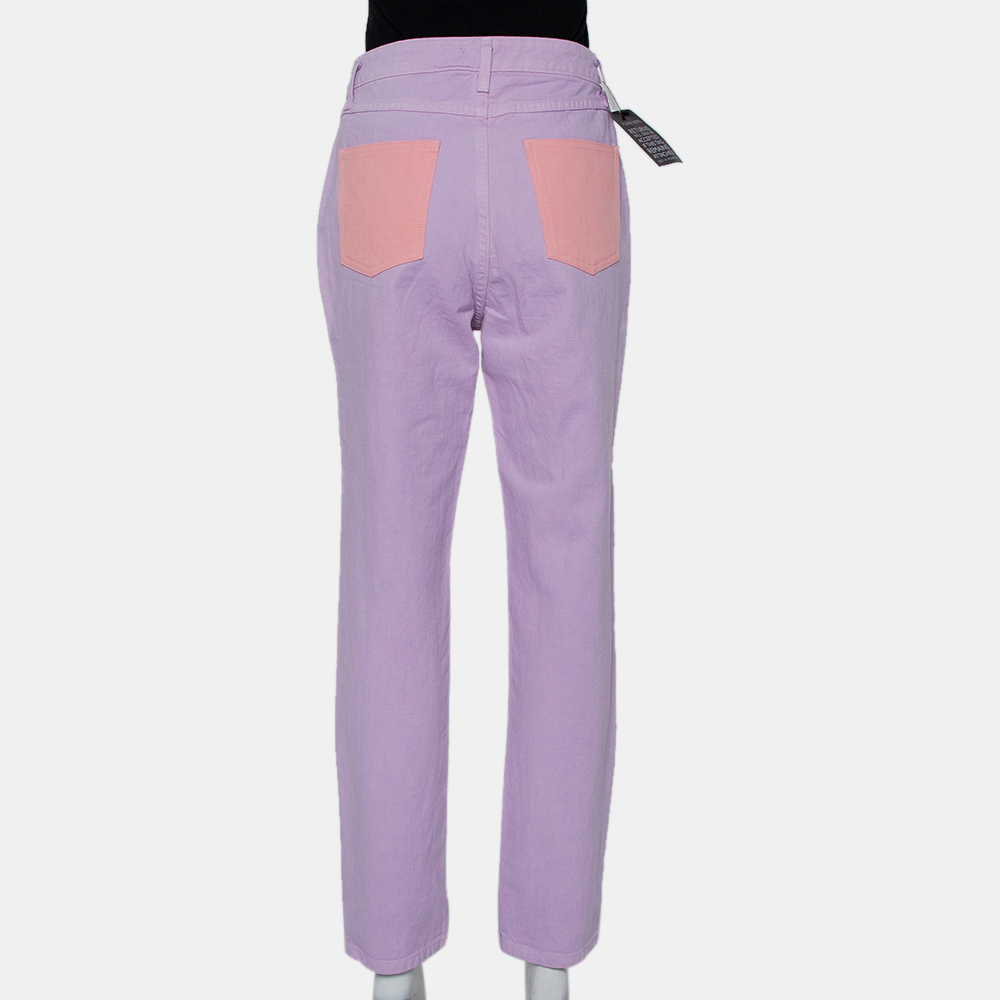 STAUD Lilac Denim Contrast Pocket Detail High Rise Jeans M