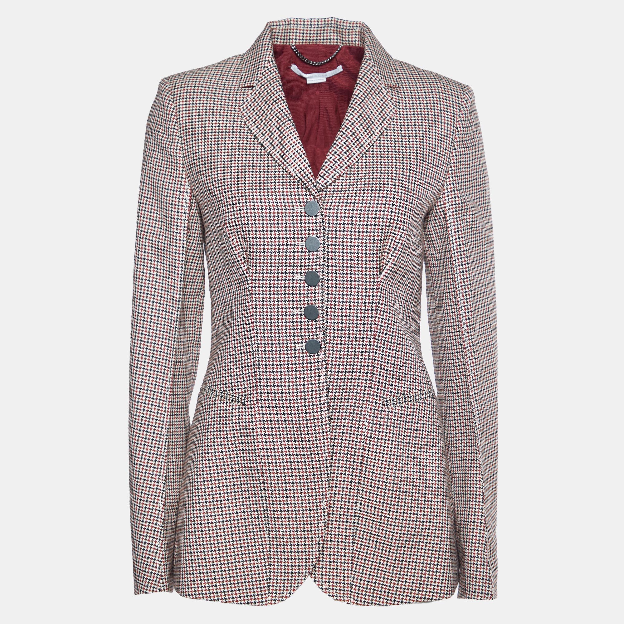 Stella mccartney multicolor houndstooth wool single breasted blazer s