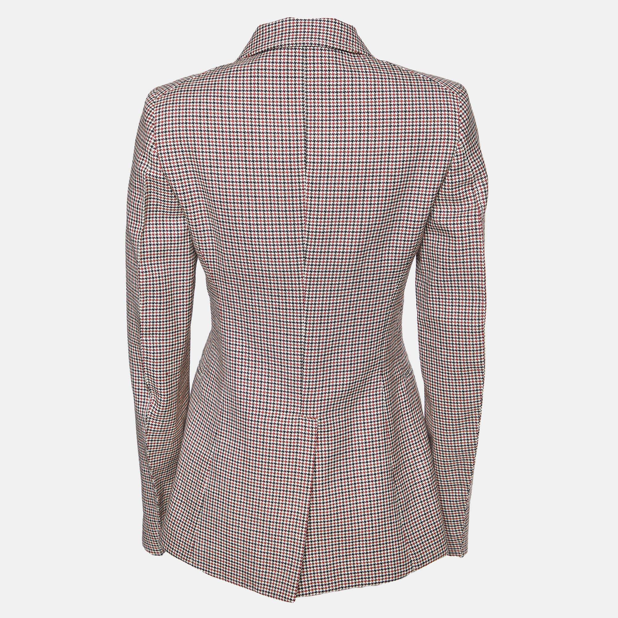 Stella McCartney Multicolor Houndstooth Wool Single Breasted Blazer S