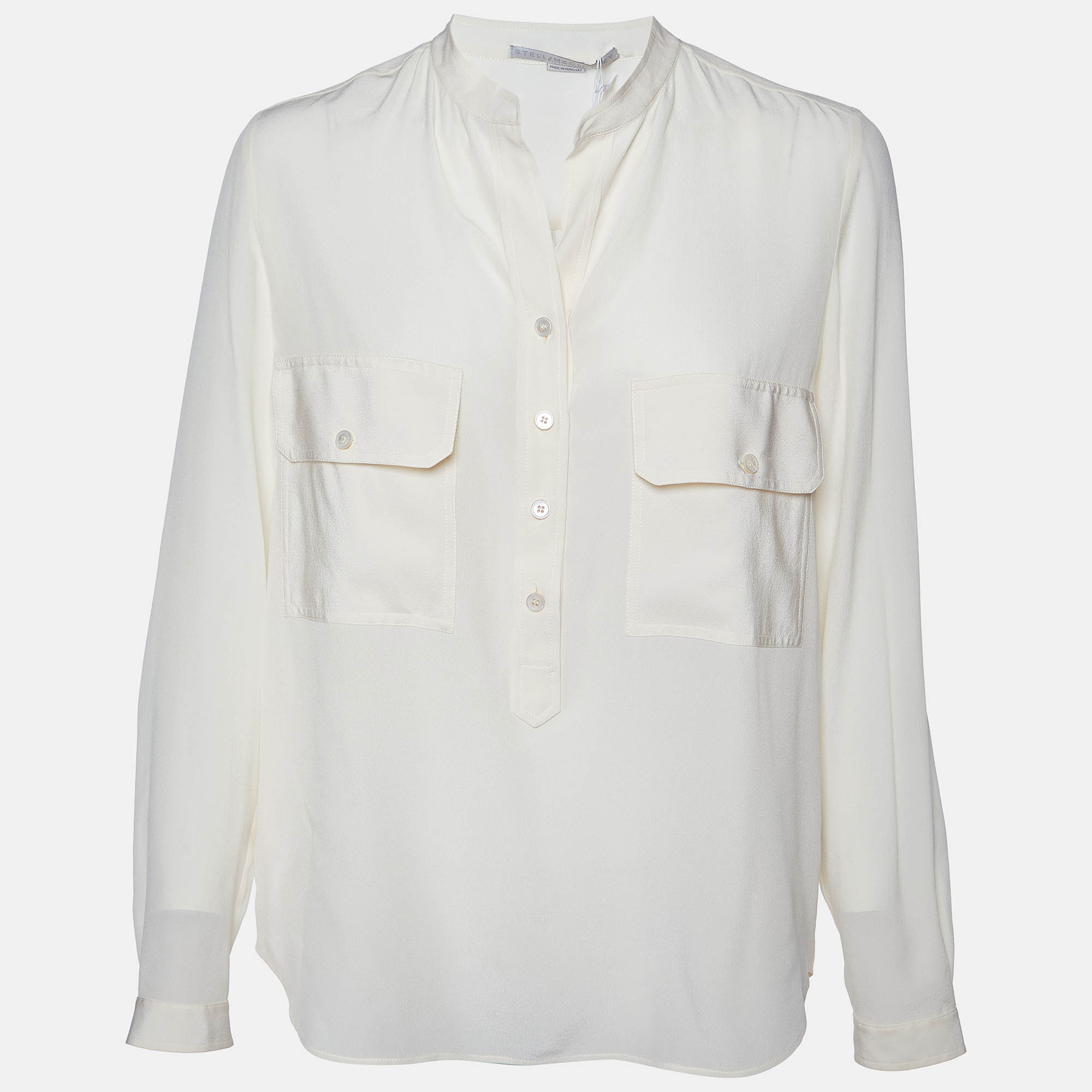 Stella mccartney cream silk estella long sleeve blouse s