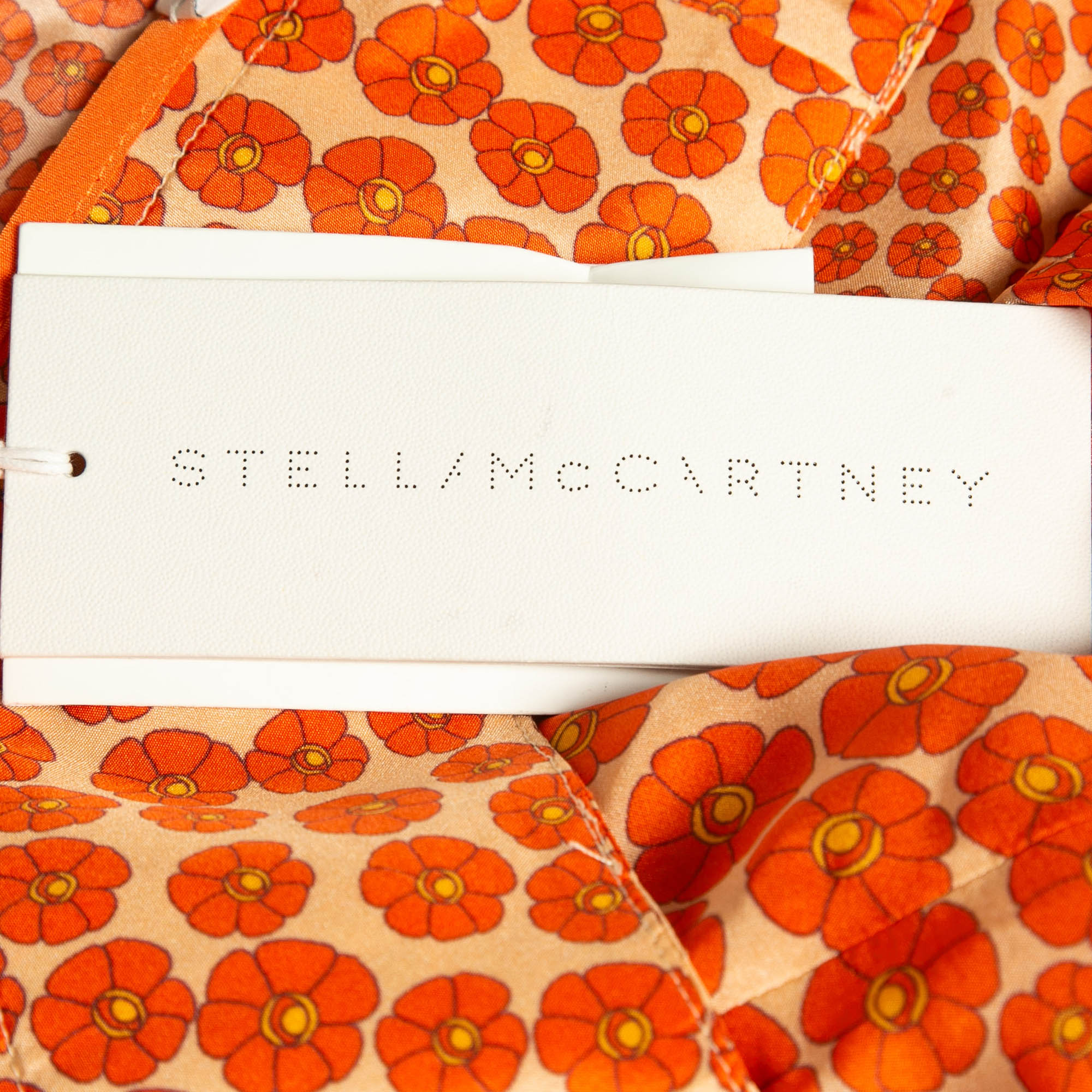 Stella McCartney Orange Ditsy Floral Print Silk Trousers M