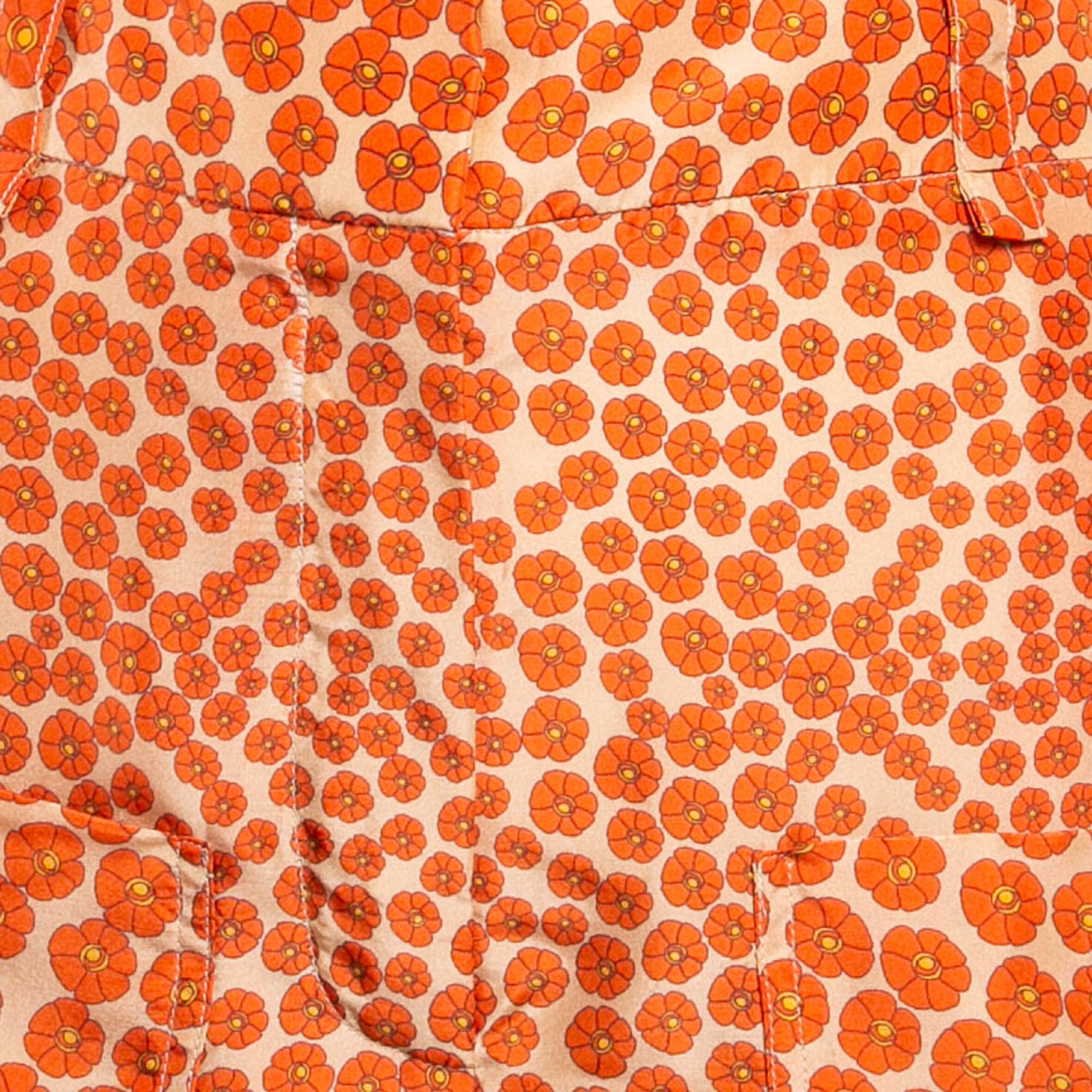 Stella McCartney Orange Ditsy Floral Print Silk Trousers M