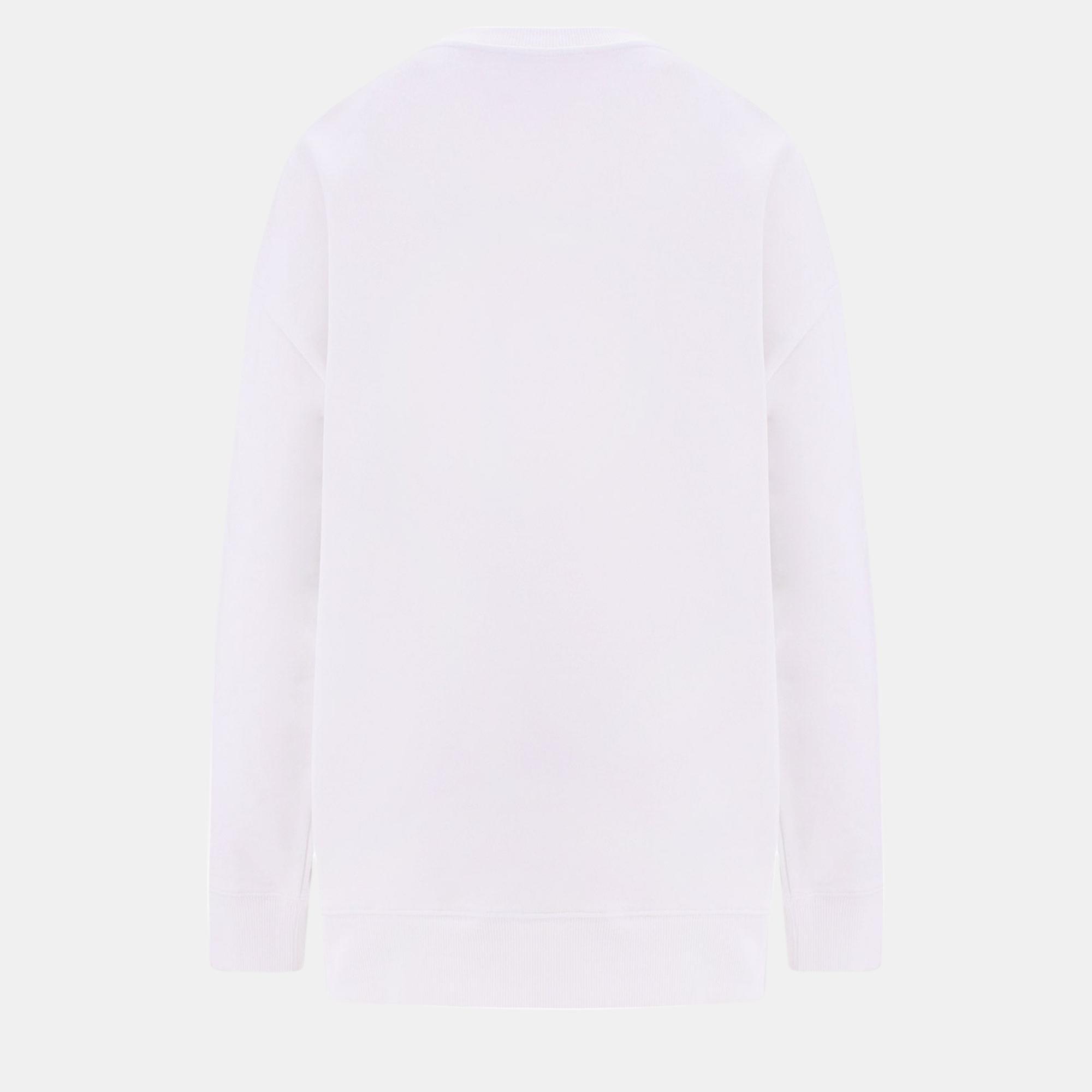 Stella Mccartney White Cotton Frontal Logo Sweatshirt S