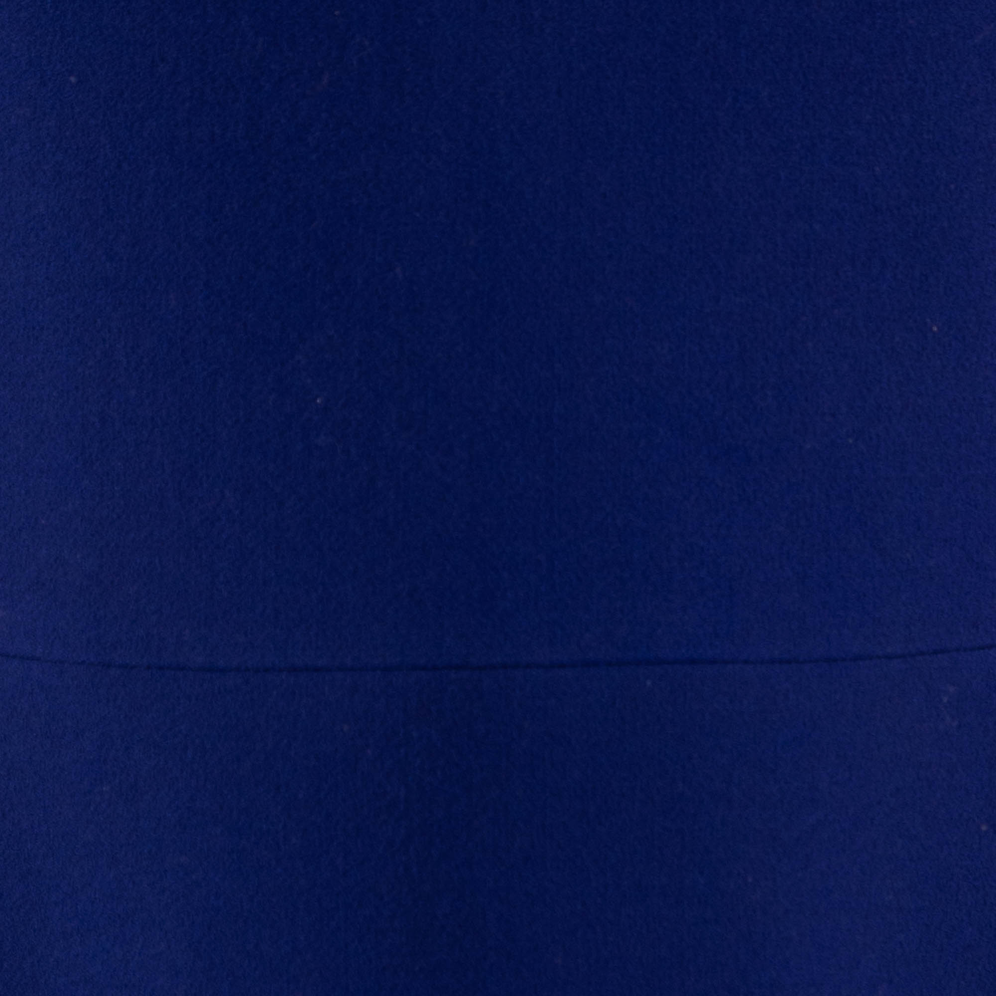 Stella McCartney Navy Blue Floral Wool Jacquard Knit Skater Mini Dress L