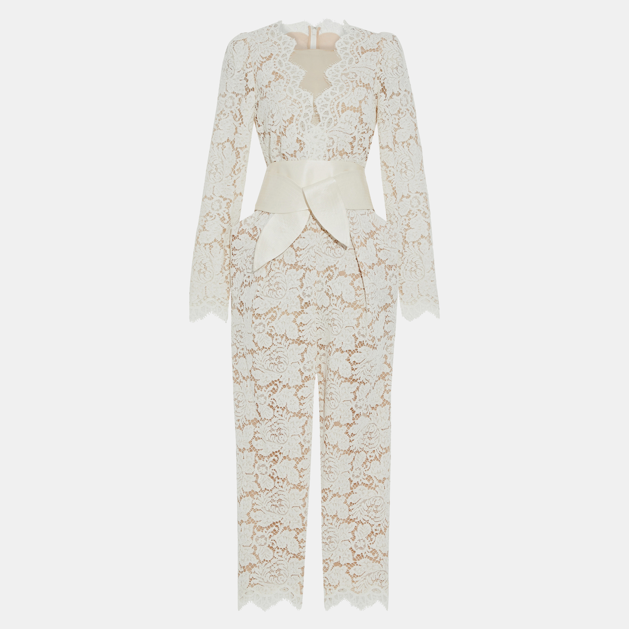 Stella mccartney white floral lace jumpsuit xxs (it 34)