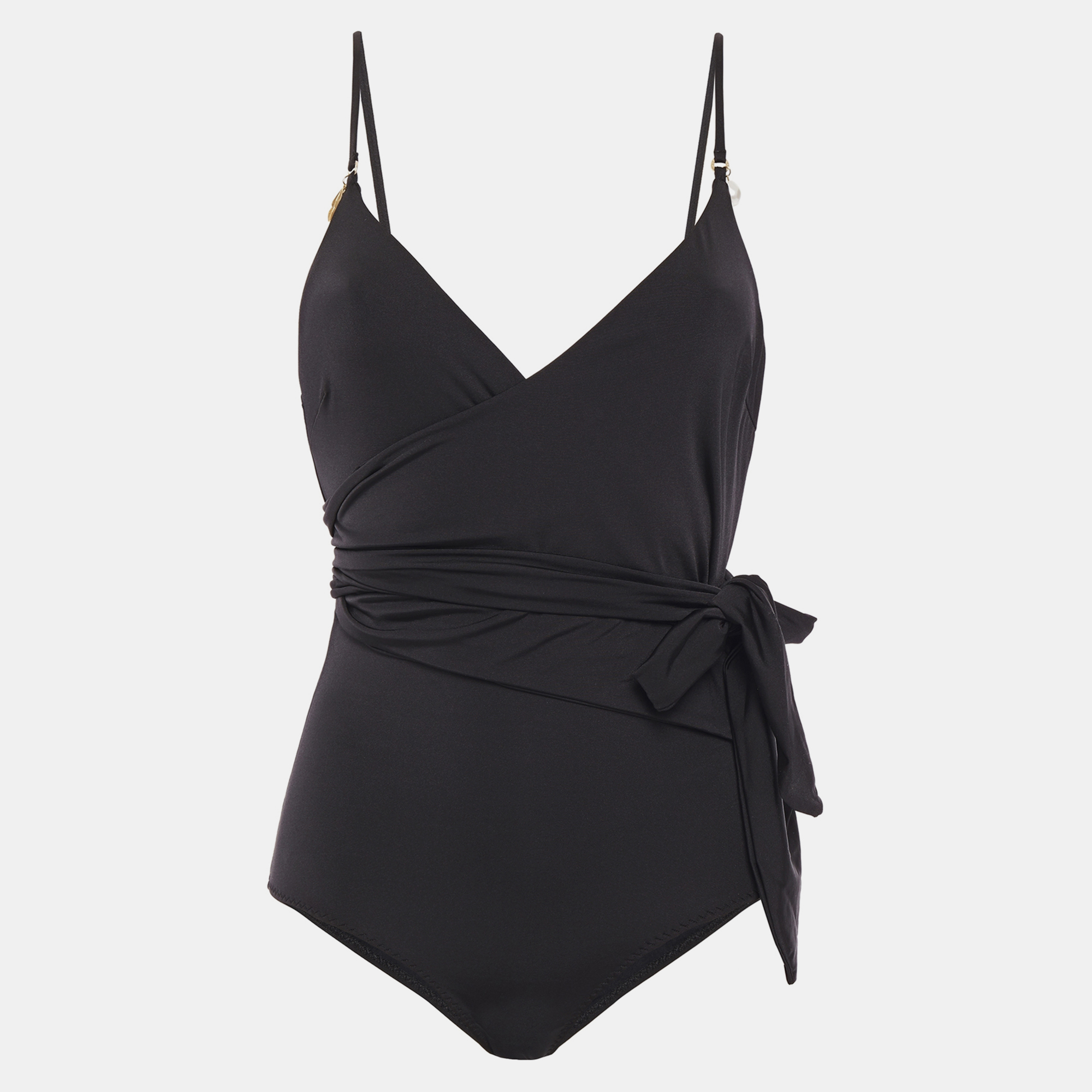 Stella mccartney black jersey one-piece wrap swimsuit s