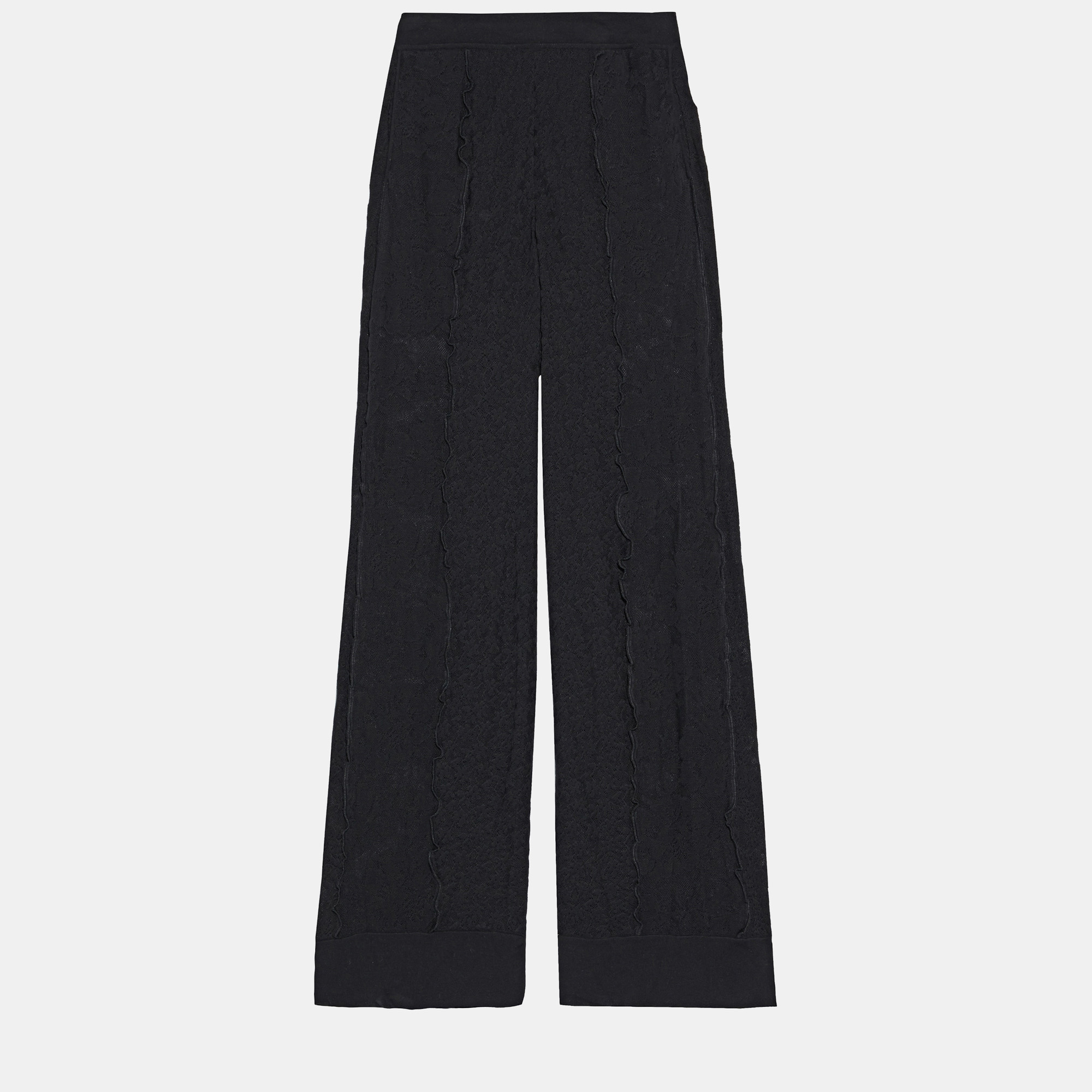 Stella mccartney black patterned knit wide leg pants m (it 42)