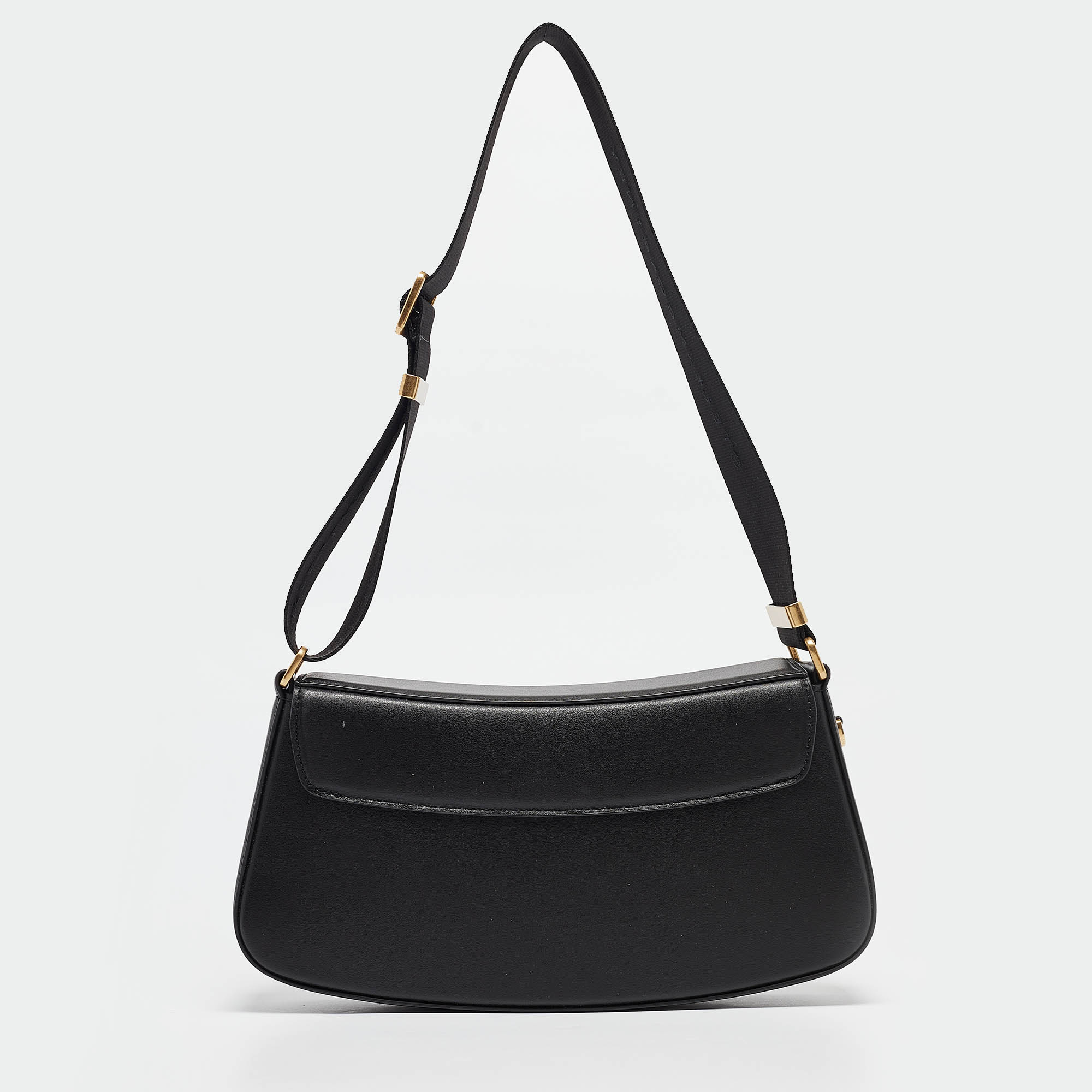 Stella McCartney Black Leather S-Wave Shoulder Bag