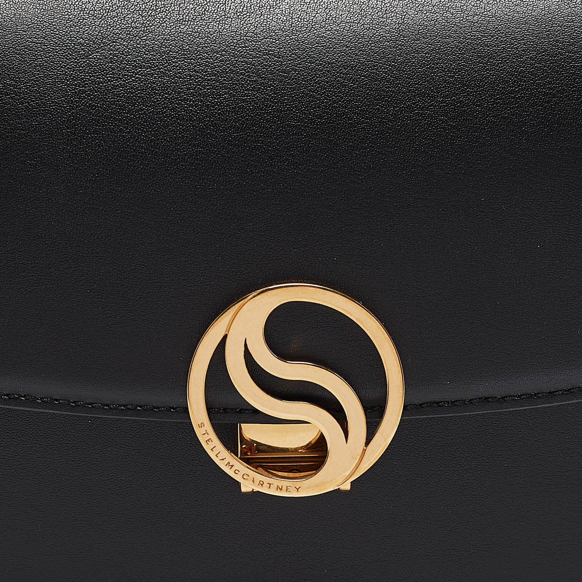 Stella McCartney Black Leather S-Wave Shoulder Bag