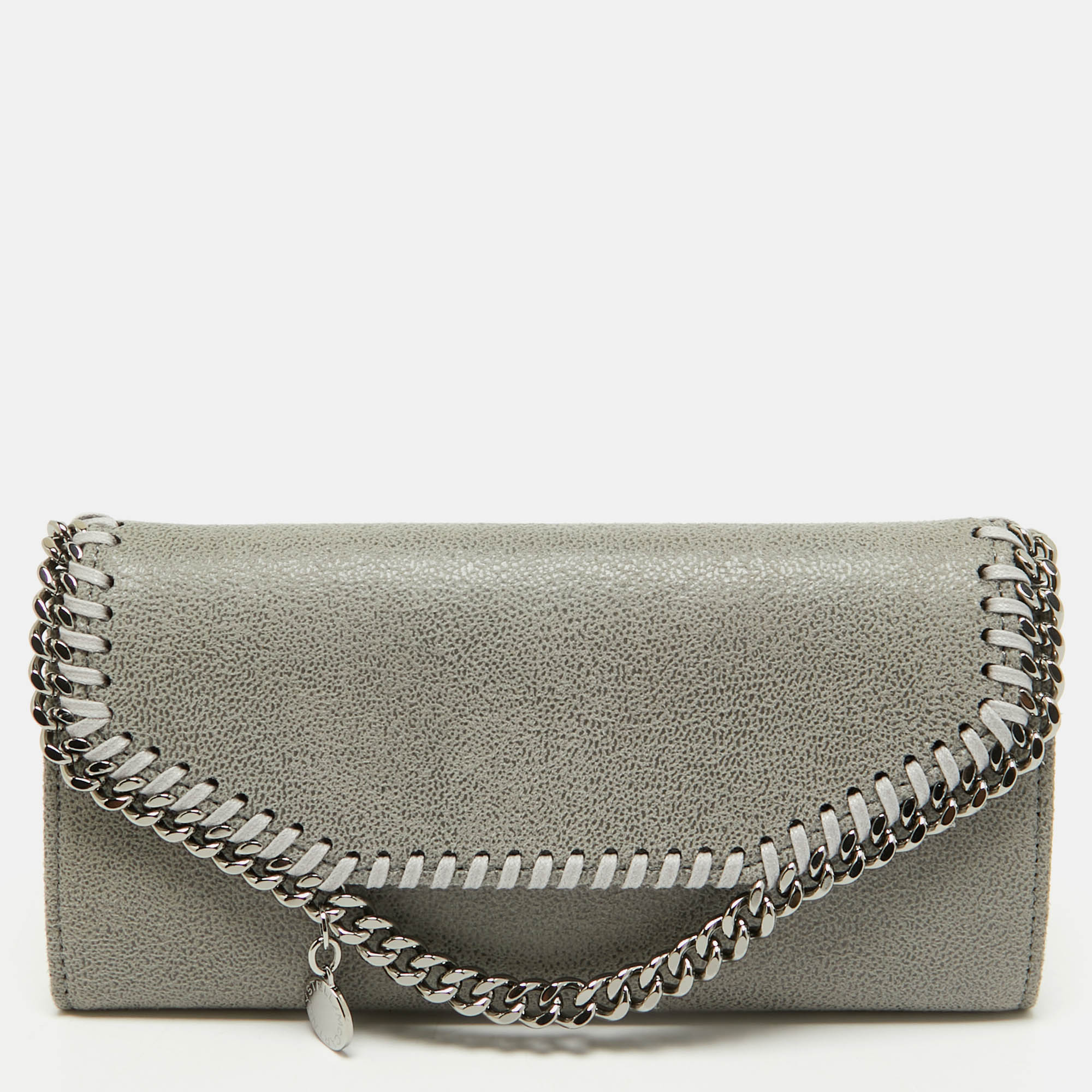 Stella McCartney Grey Faux Leather Falabella Flap Continental Wallet
Stella McCartney Grey Faux Leather Falabella Flap Continental Wallet