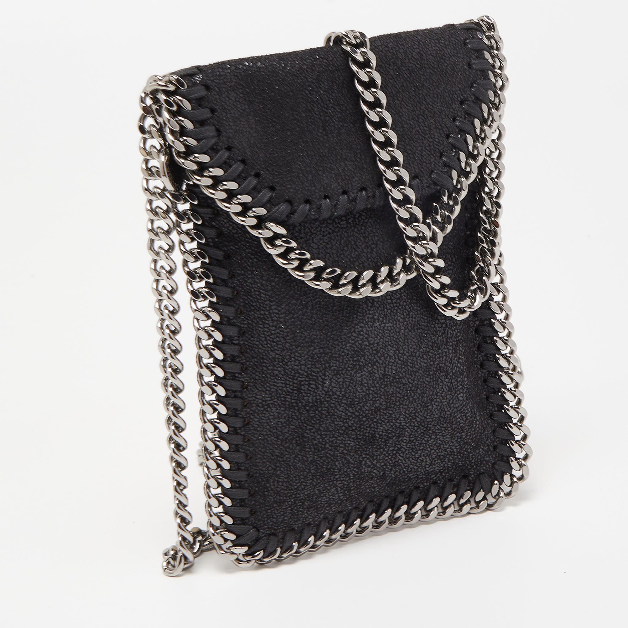 Stella McCartney Black Faux Leather Falabella Phone Crossbody Bag