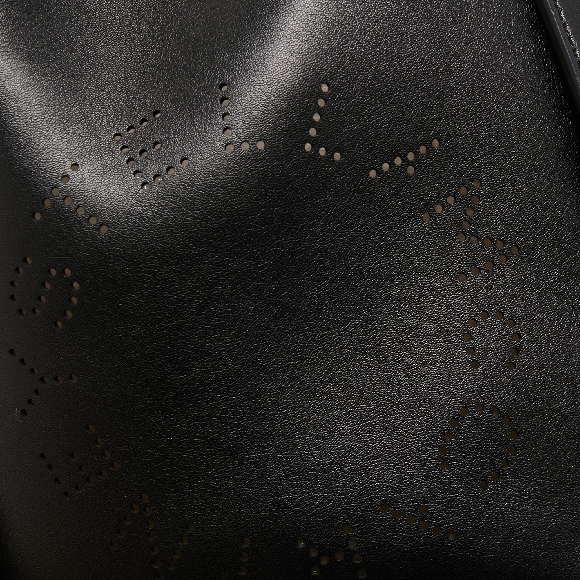 Stella McCartney Black Faux Leather Perforated Logo Shoulder Bag