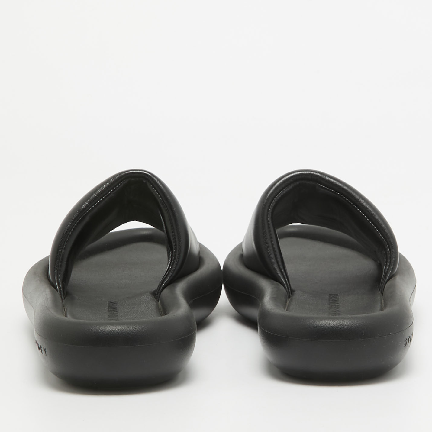 Stella McCartney Black Faux Leather Slides Size 38