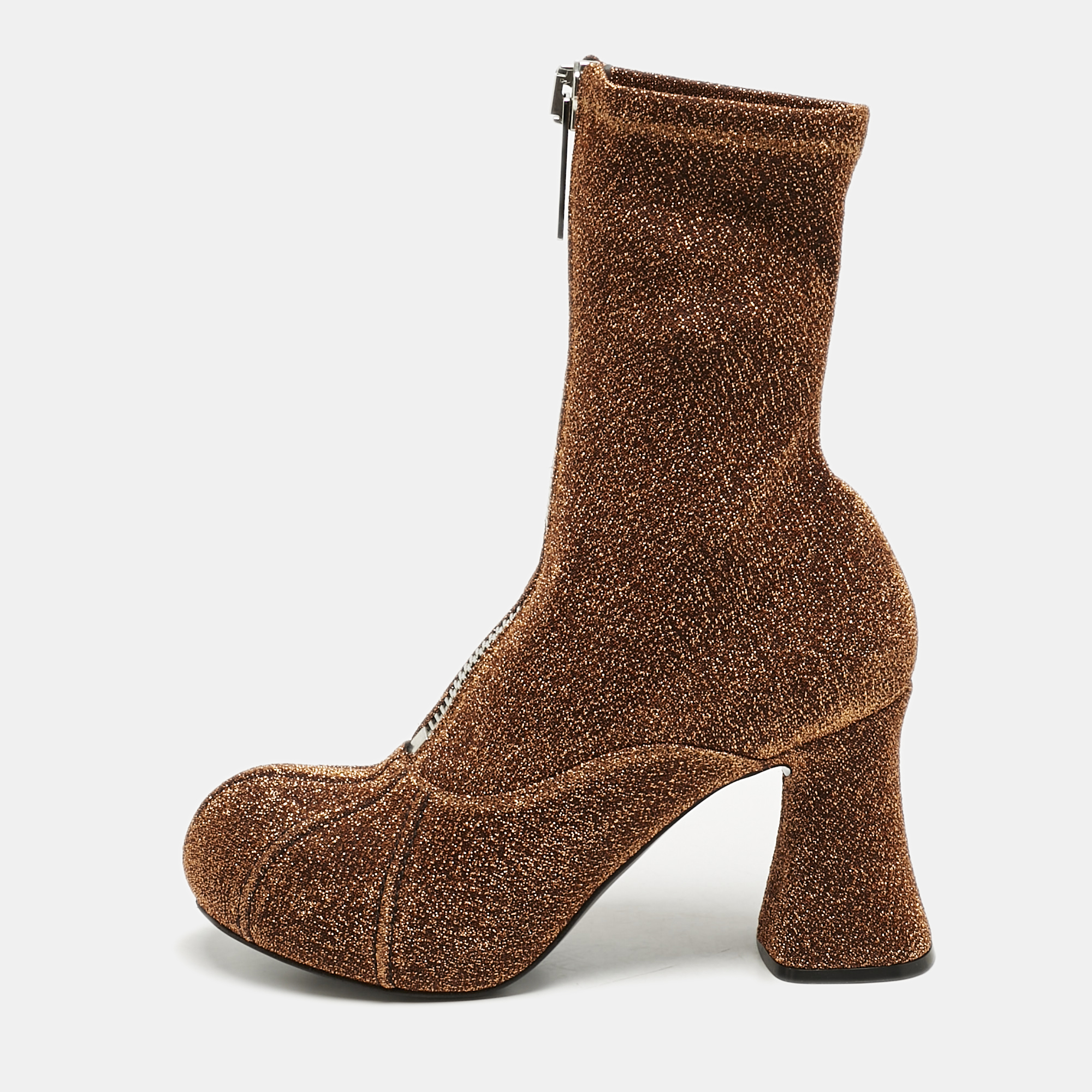 Copper Lurex Fabric Groove Ankle Length Boots Size 37 - Stella McCartney - Modalova