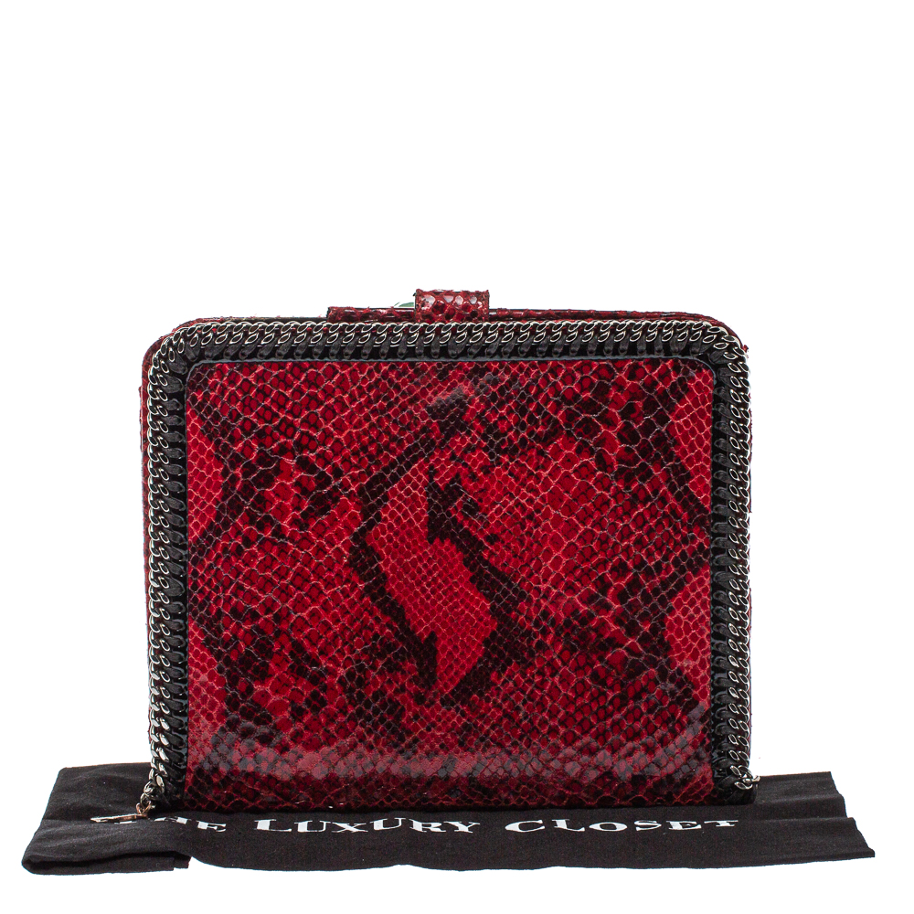 Stella McCartney Red Python Print Faux Leather Falabella IPad Holder