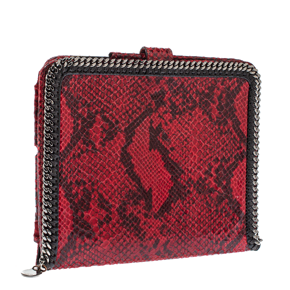 Stella McCartney Red Python Print Faux Leather Falabella IPad Holder