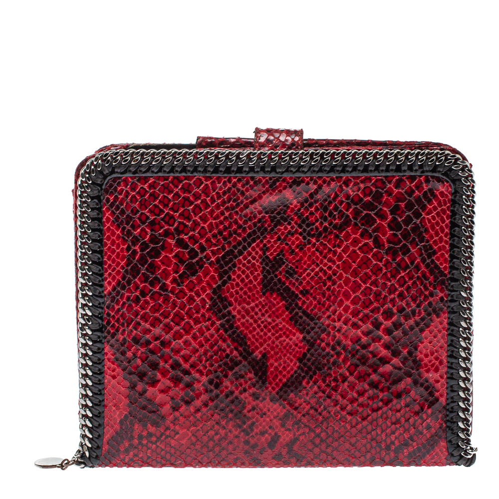 Stella McCartney Red Python Print Faux Leather Falabella IPad Holder