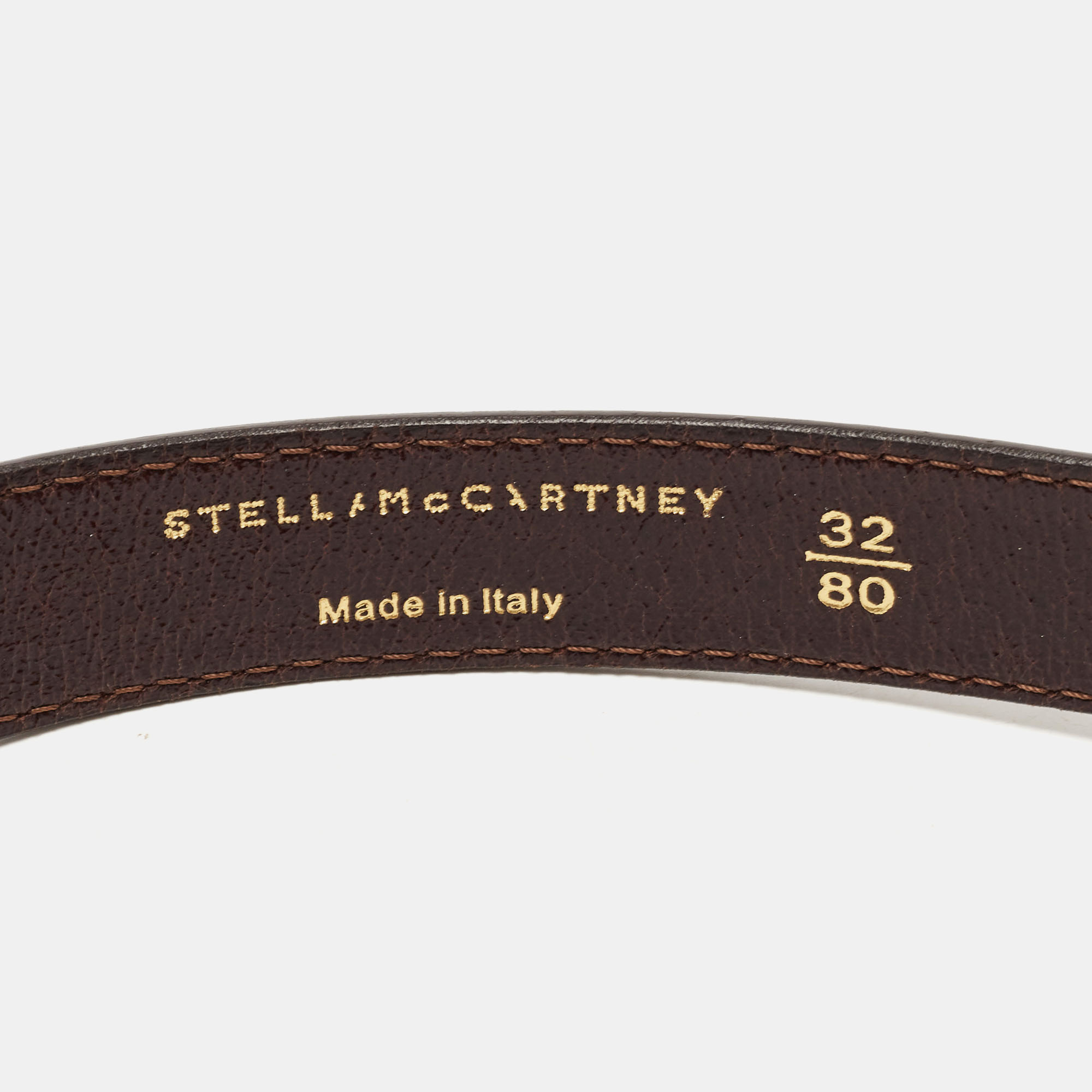 Stella McCartney Dark Brown Faux Leather And Wood Wide Belt 80CM