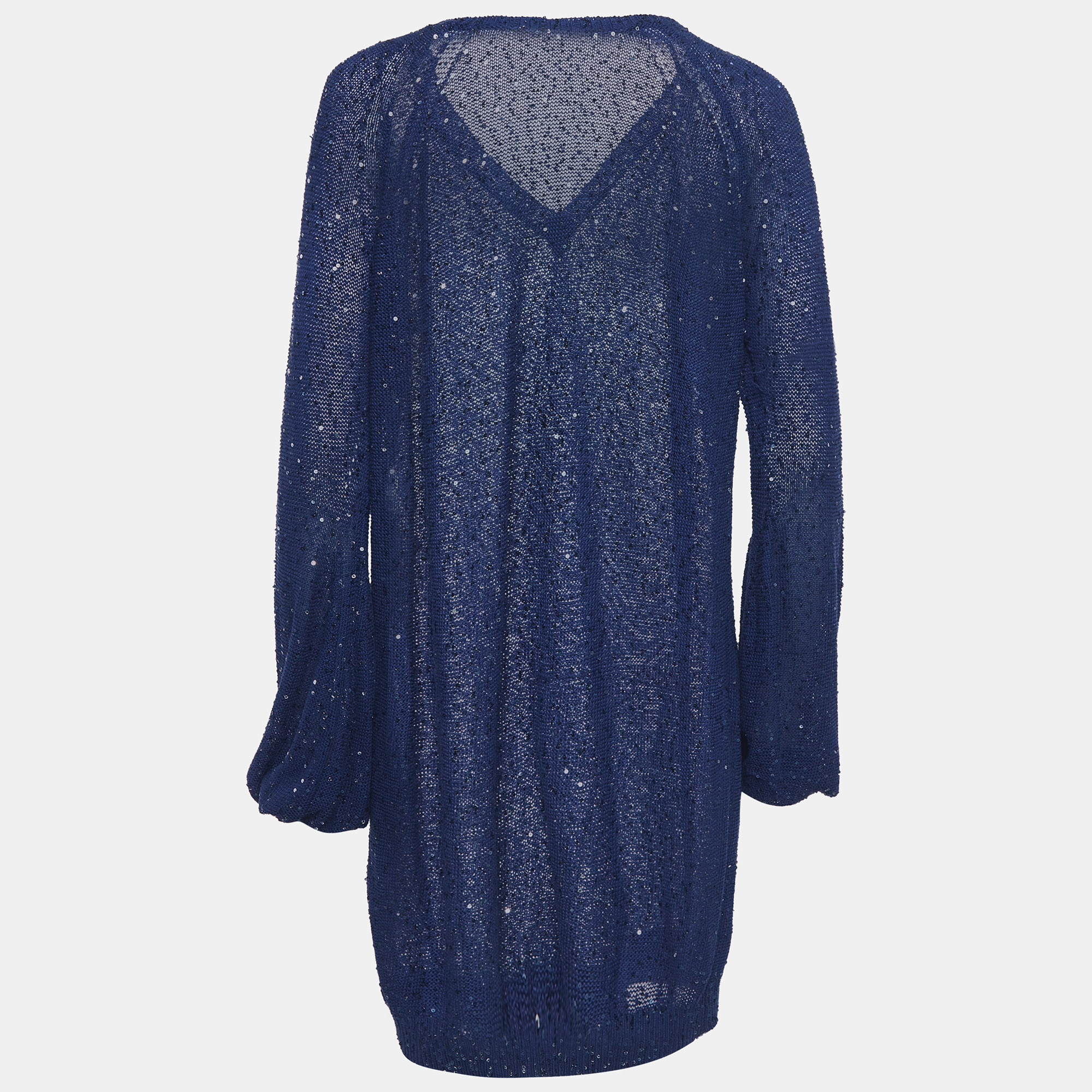 Stella McCartney Navy Blue Sequin Knitted Mini Dress M