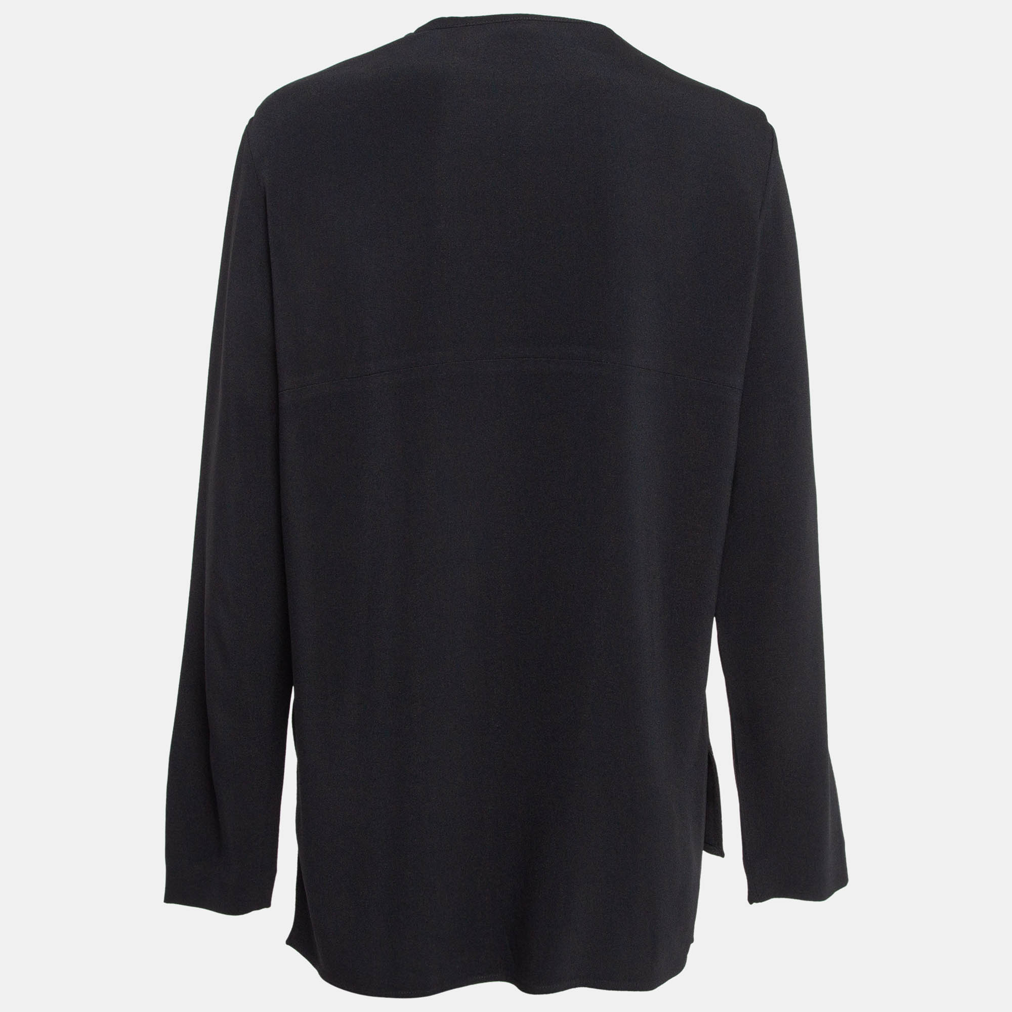 Stella McCartney Black Crepe Zip-Up Blouse M