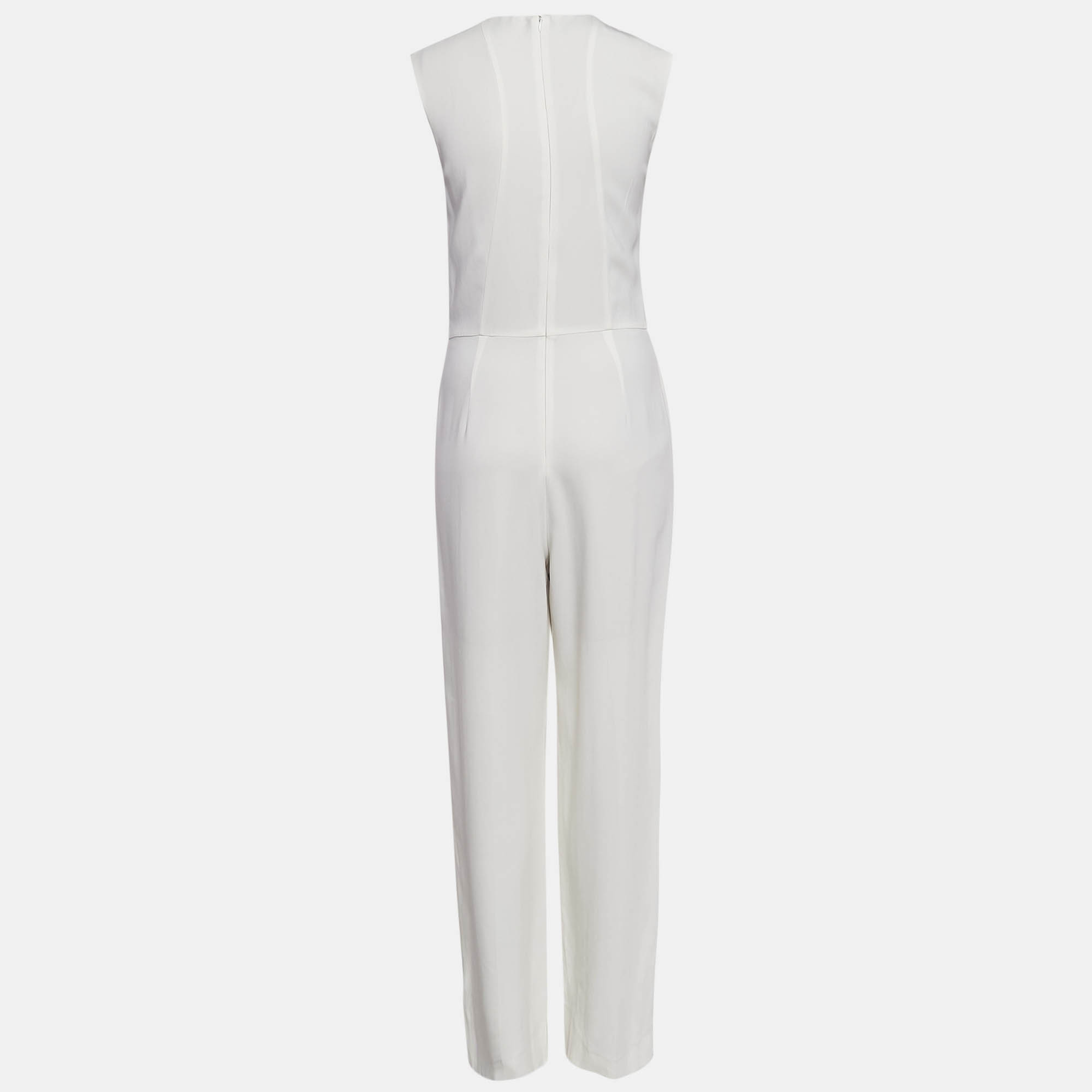 Stella McCartney White Chiffon Sleeveless Jumpsuit S