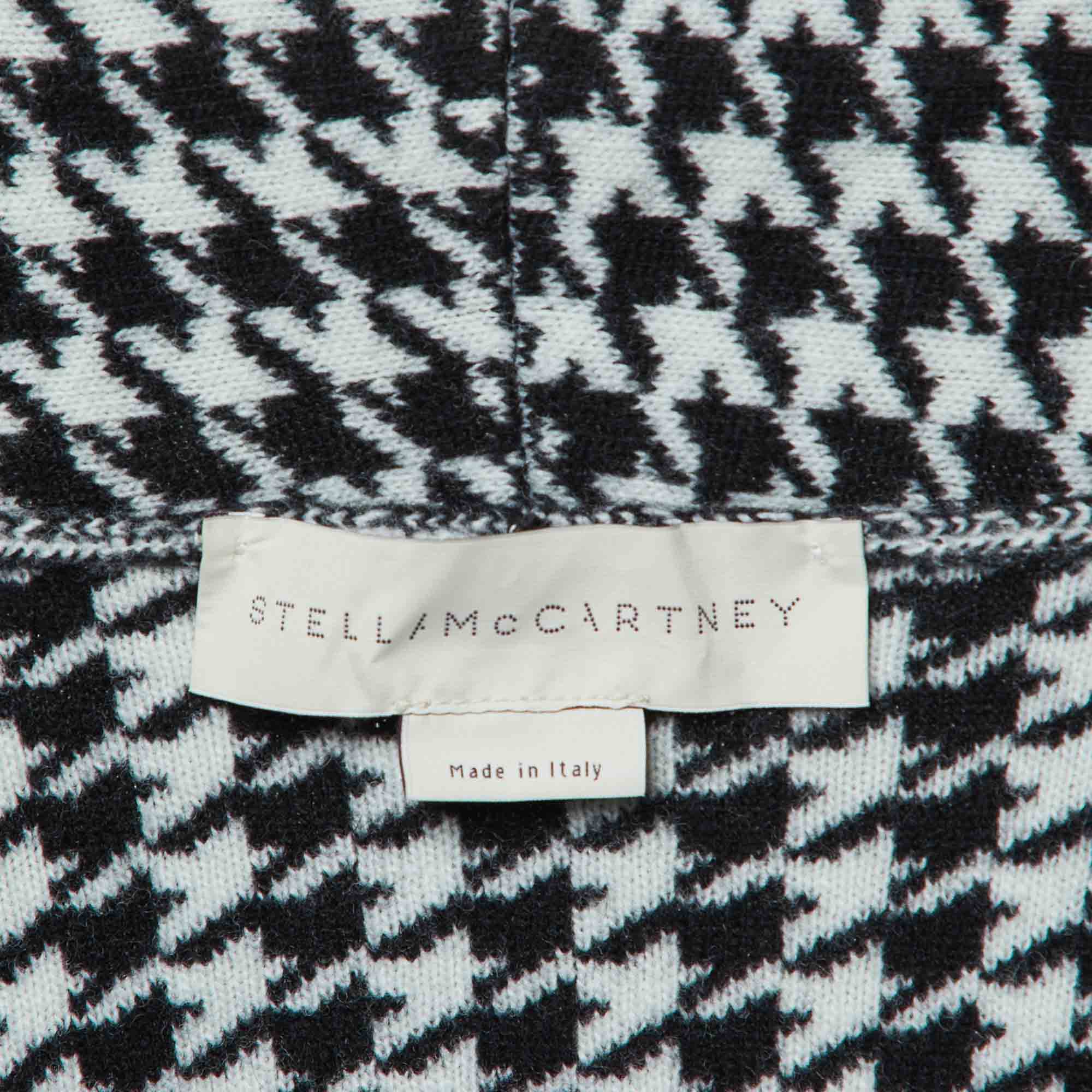 Stella McCartney Black/White Houndstooth Patterned Wool Cardigan M