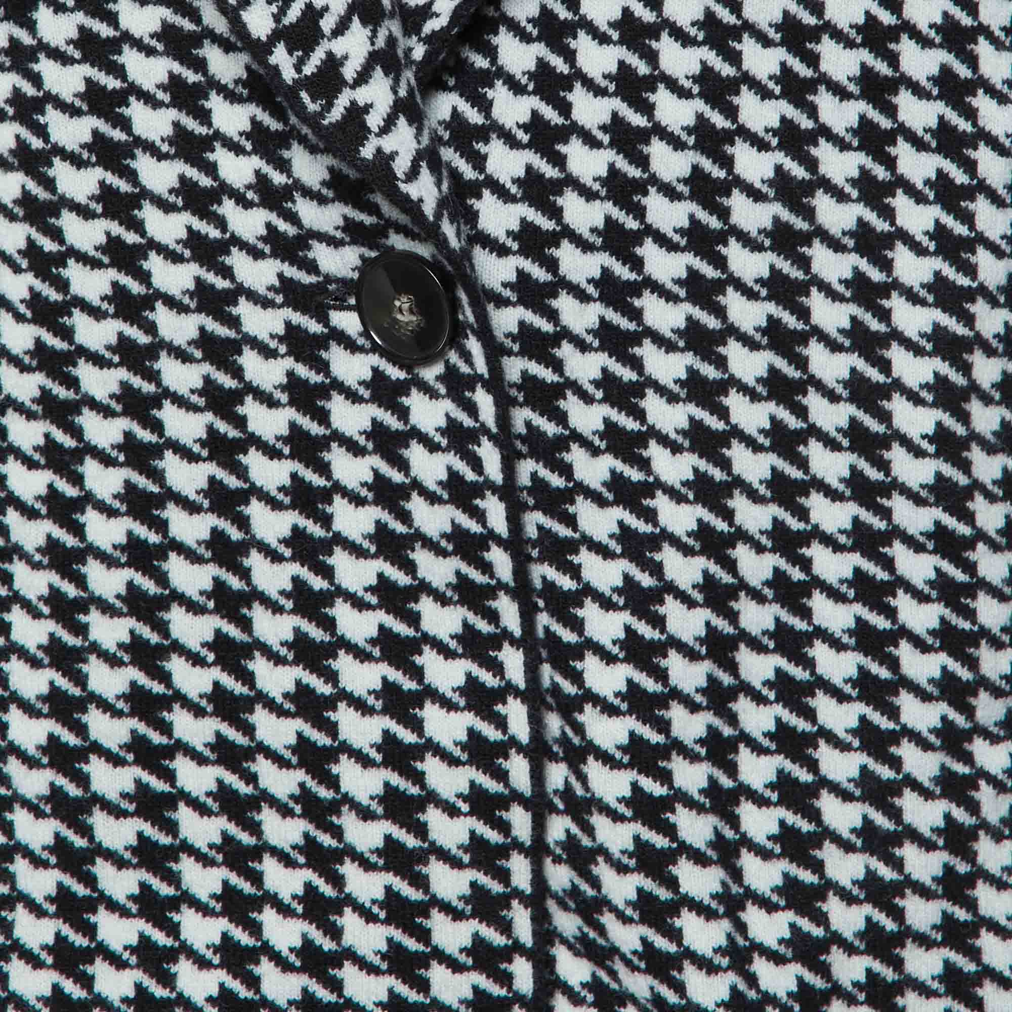 Stella McCartney Black/White Houndstooth Patterned Wool Cardigan M