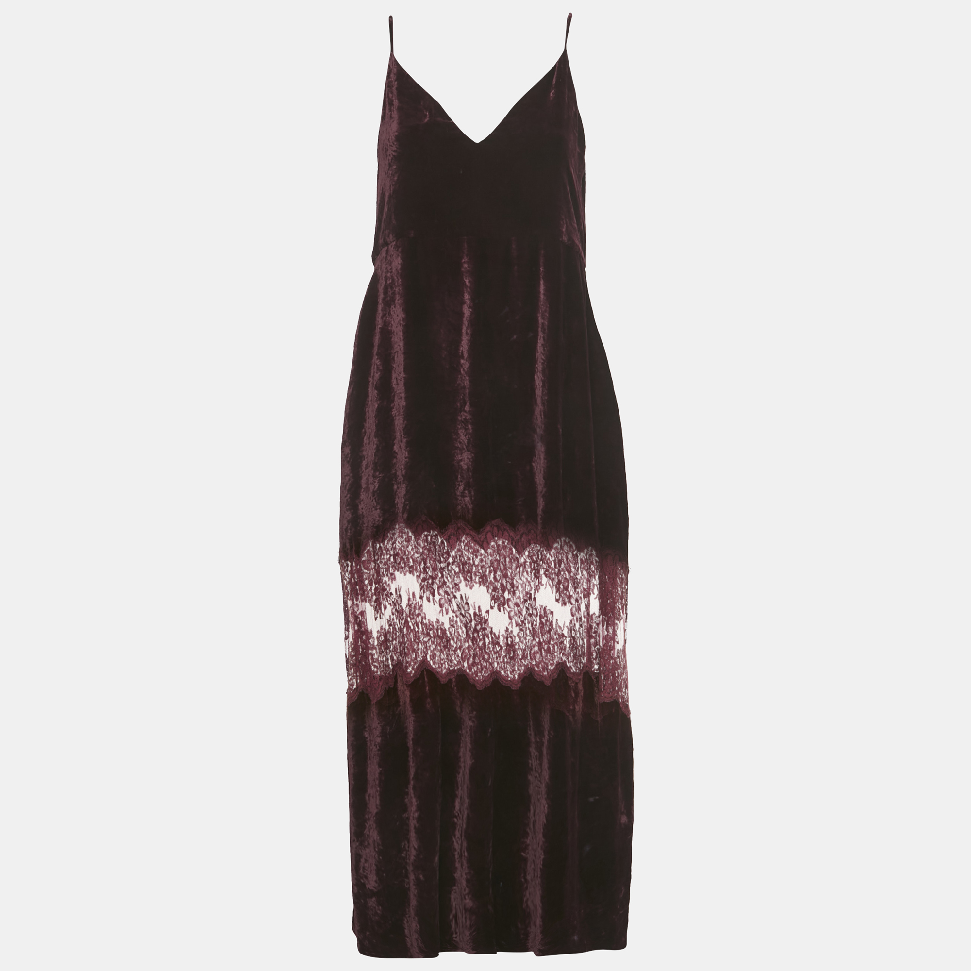 Velvet Sleeveless Lace Trimmed Long Dress M - Stella McCartney - Modalova