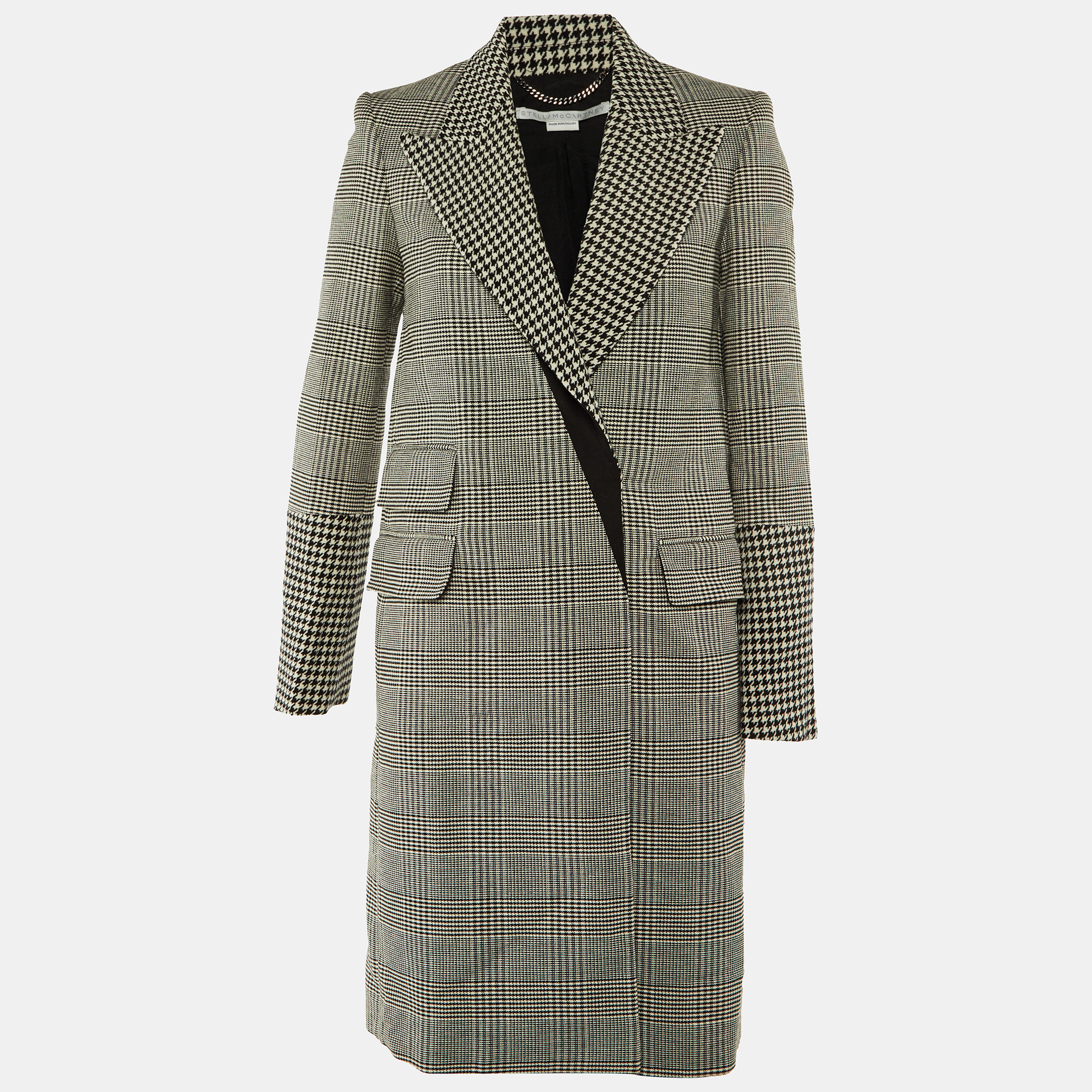 Stella McCartney Monochrome Houndstooth Wool Double Breasted Coat S - Stella McCartney - Modalova
