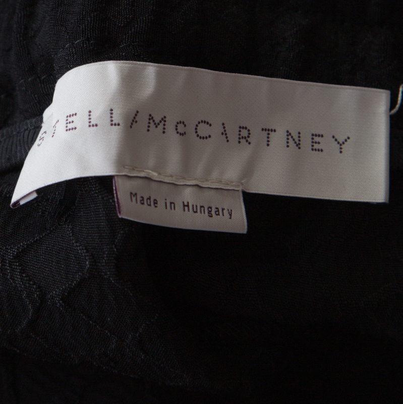 Stella McCartney Black Python Scale Patterned Jacquard Drawstring Detail Pants S
