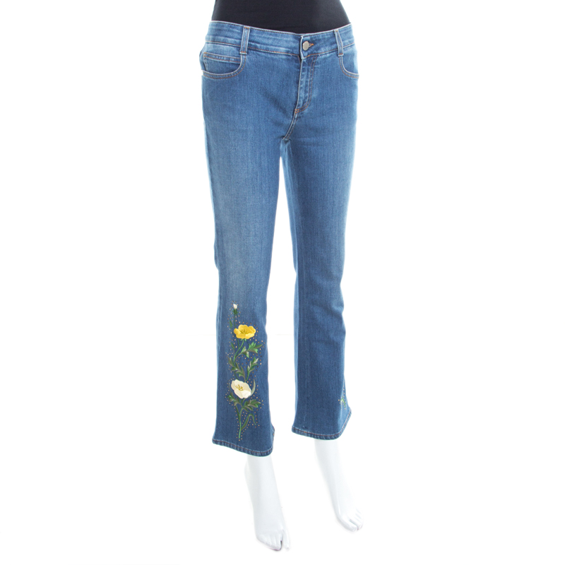 Stella McCartney Indigo Washed Floral Embroidered Denim Flared Jeans, Blue
Stella McCartney Indigo Washed Floral Embroidered Denim Flared Jeans, Blue