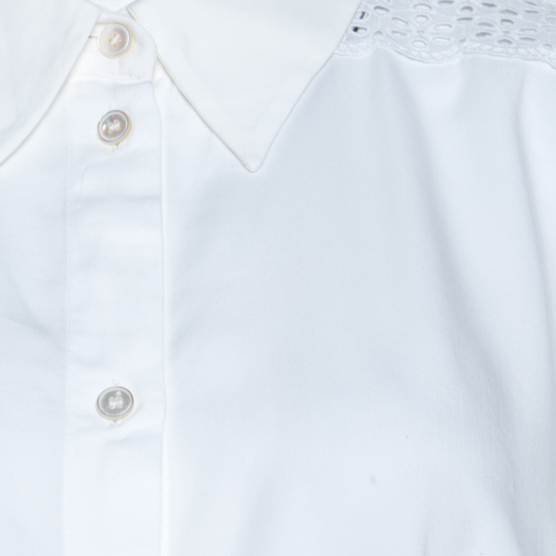Stella McCartney White Eyelet Embroidered Oversized Box Shirt L