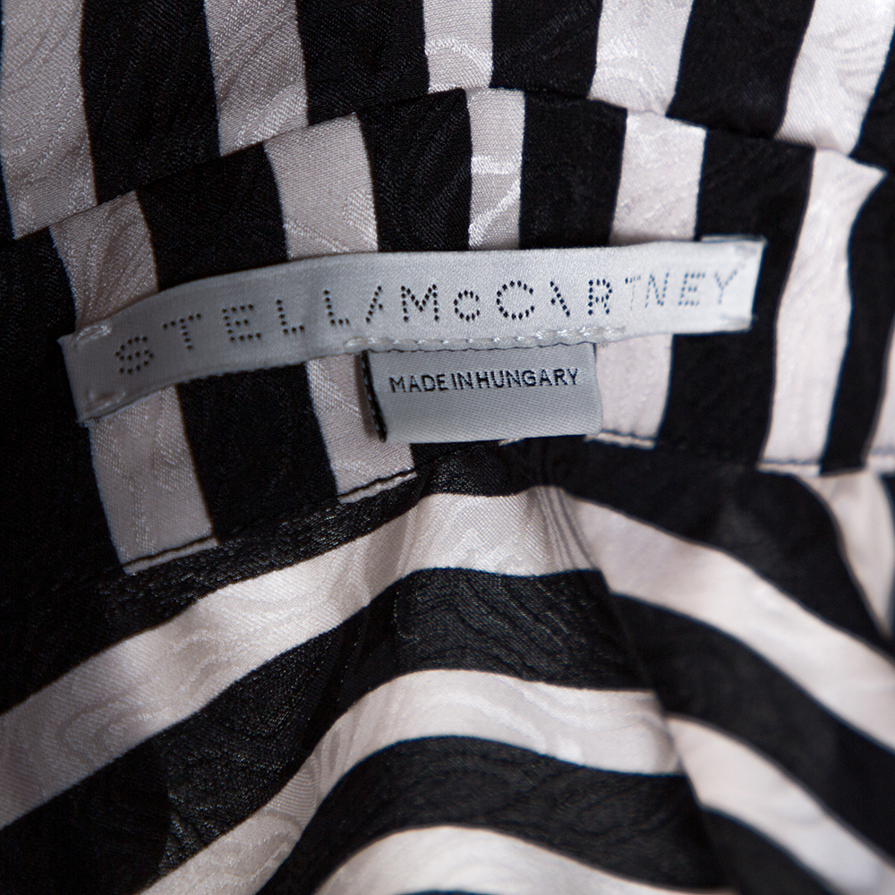 Stella McCartney Monochrome Silk Multiprint Long Sleeve Shirt M