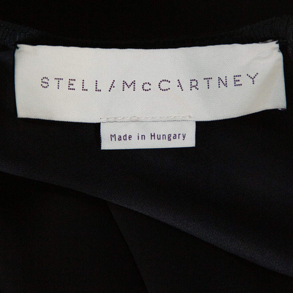 Stella McCartney Black Sateen Gathered Neck Faye Top XS
