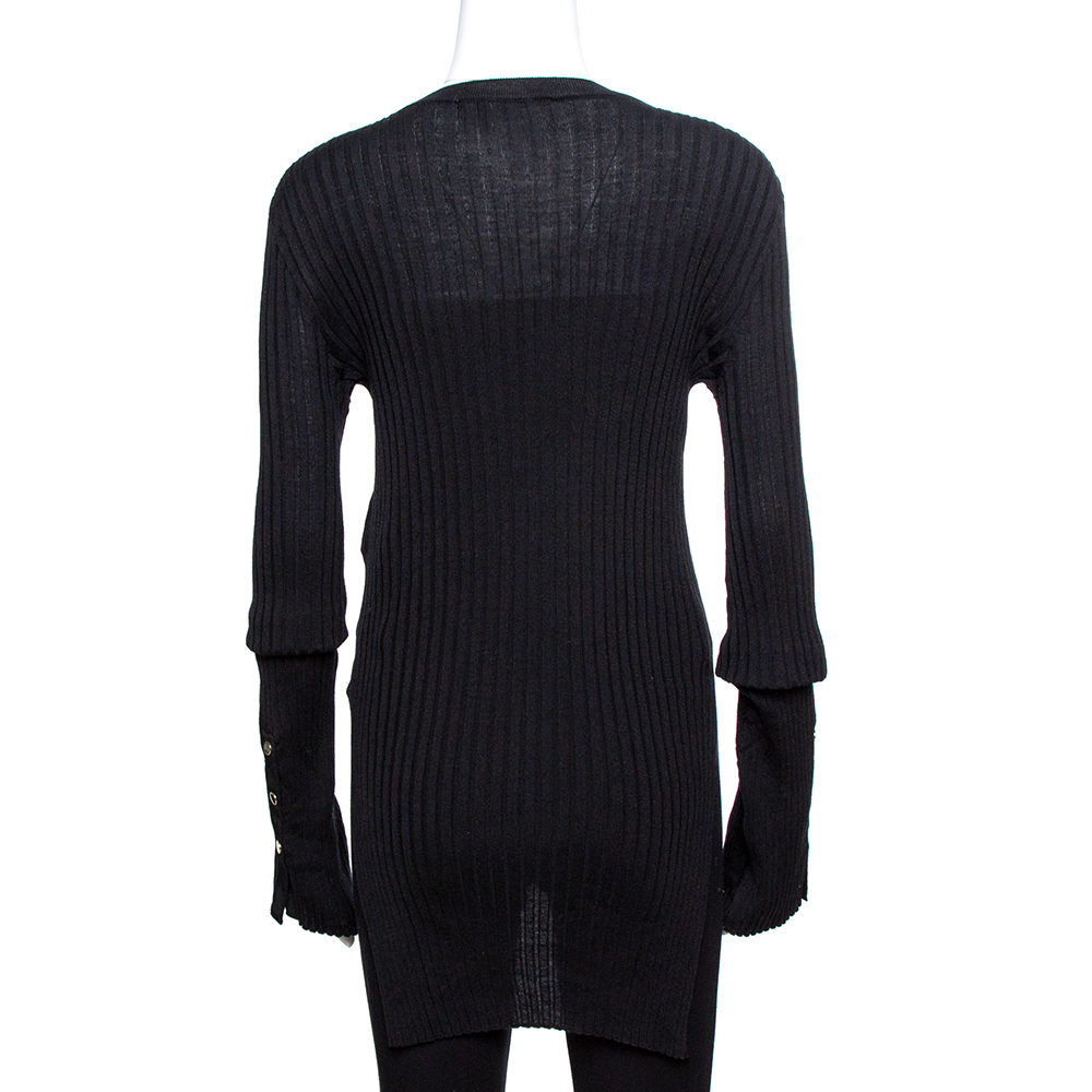 Stella McCartney Black Ribbed Knit Fitted Sweater M