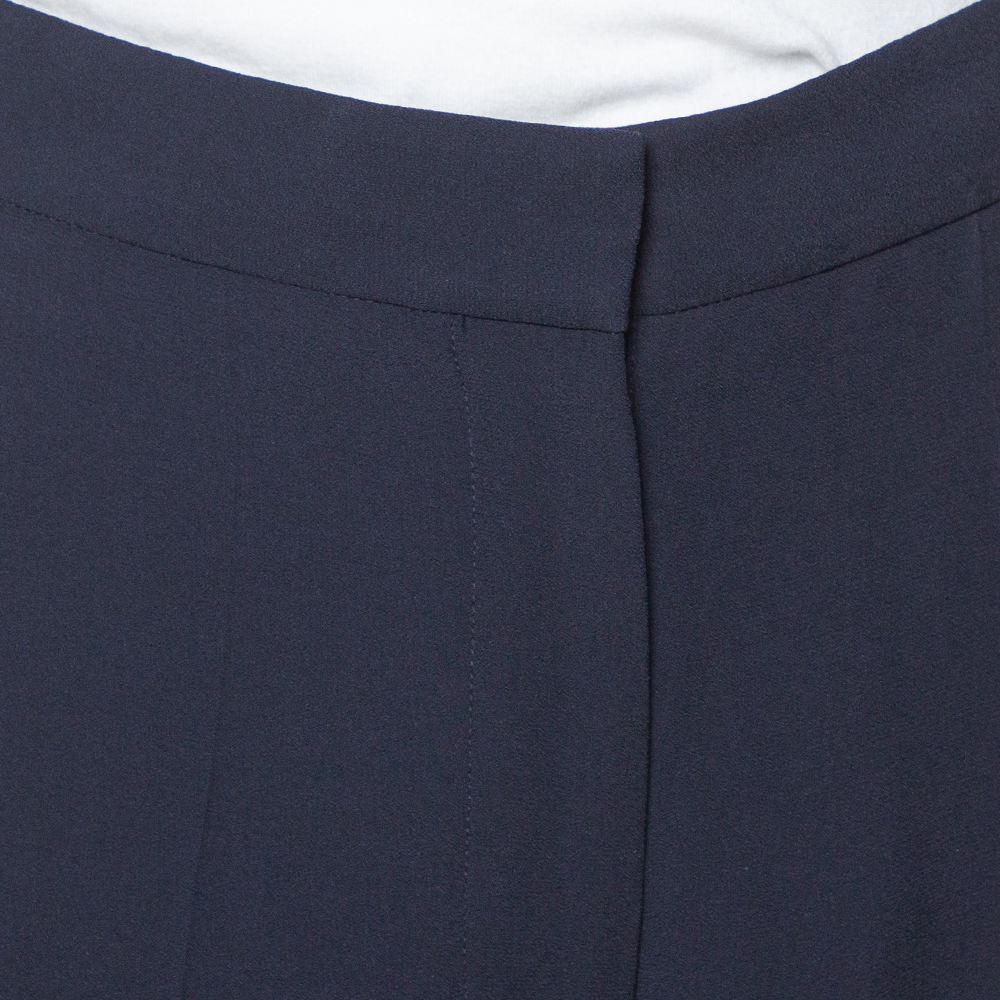 Stella McCartney Navy Blue Crepe Side Slit Detail Trousers S