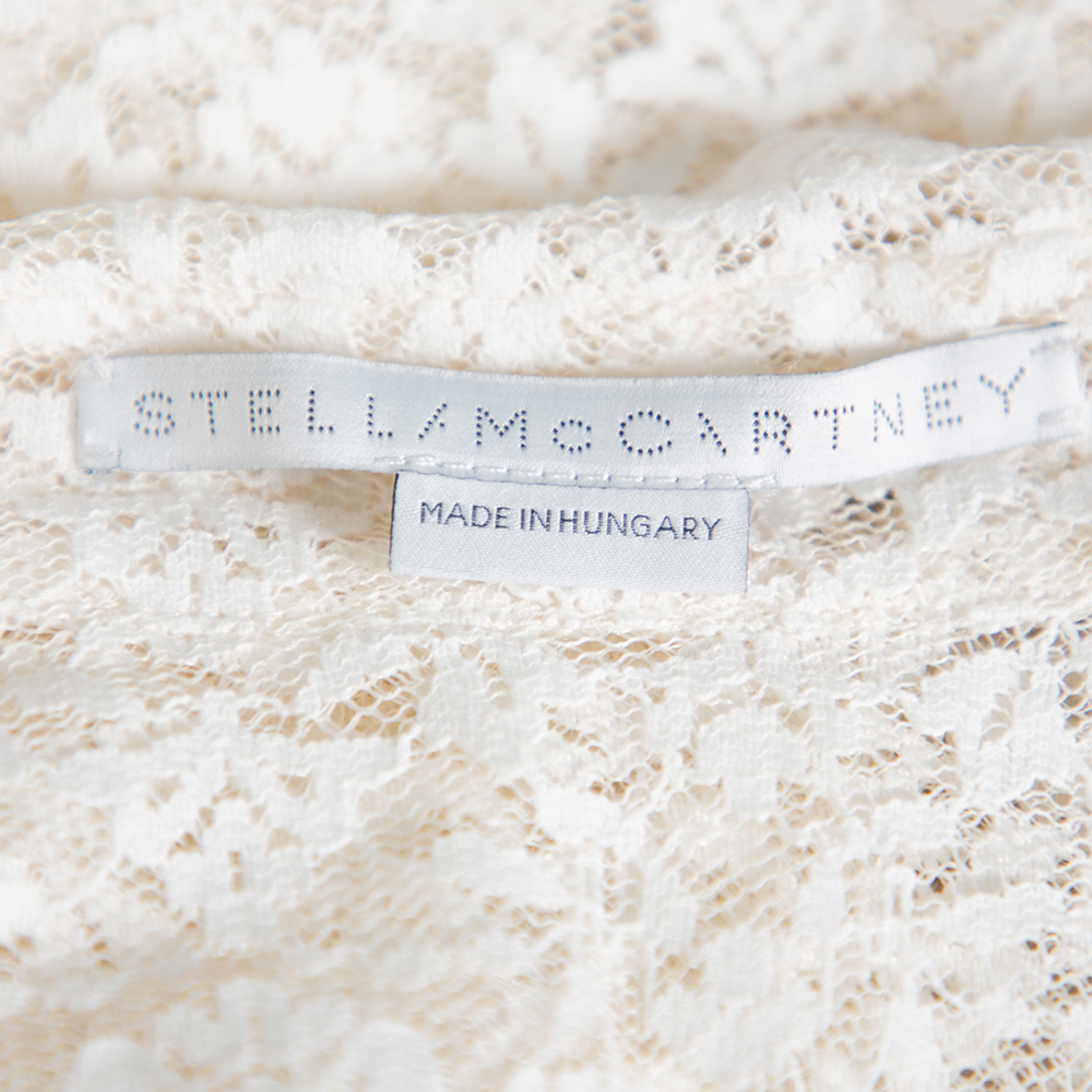 Stella McCartney Cream Lace Button Front Sheer Crop Top M