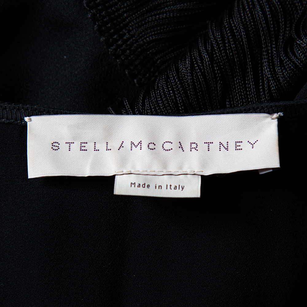 Stella McCartney Black Crepe Fringe Detail Sleeveless Top S