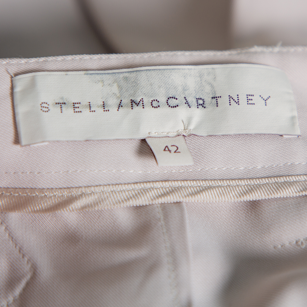 Stella McCartney Ecru Silk Blend Wide Leg Trousers M