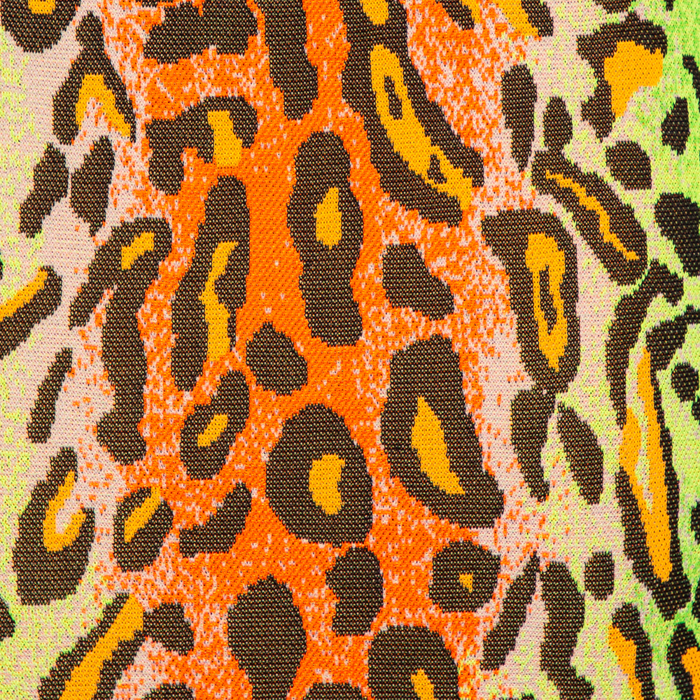 Stella McCartney Multicolor Neon Leopard Knit Fitted Midi Skirt M