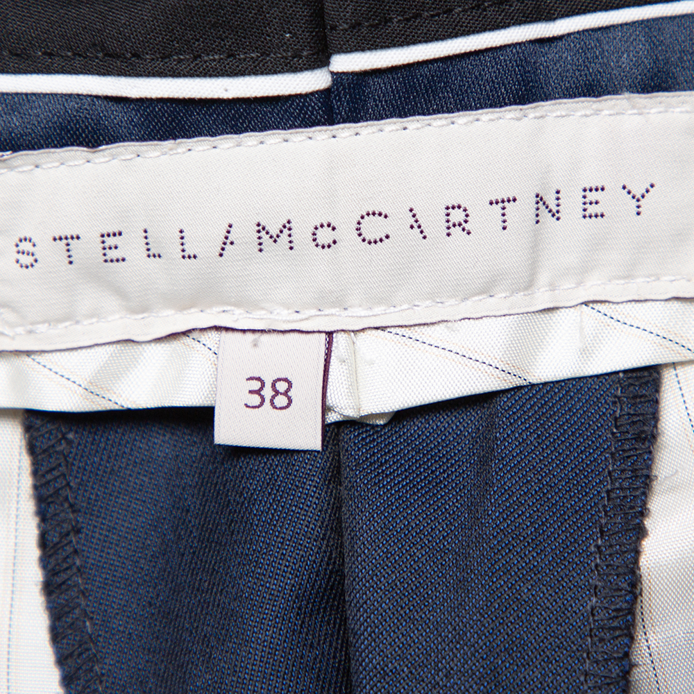 Stella McCartney Navy Blue Wool & Mohair Straight Leg Pants S