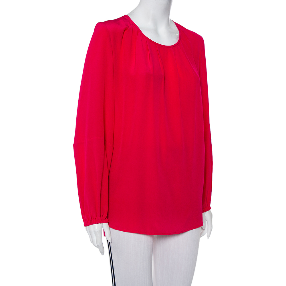 Stella McCartney Pink Silk Pleated Neck Detail Long Sleeve Top 
Stella McCartney Pink Silk Pleated Neck Detail Long Sleeve Top
