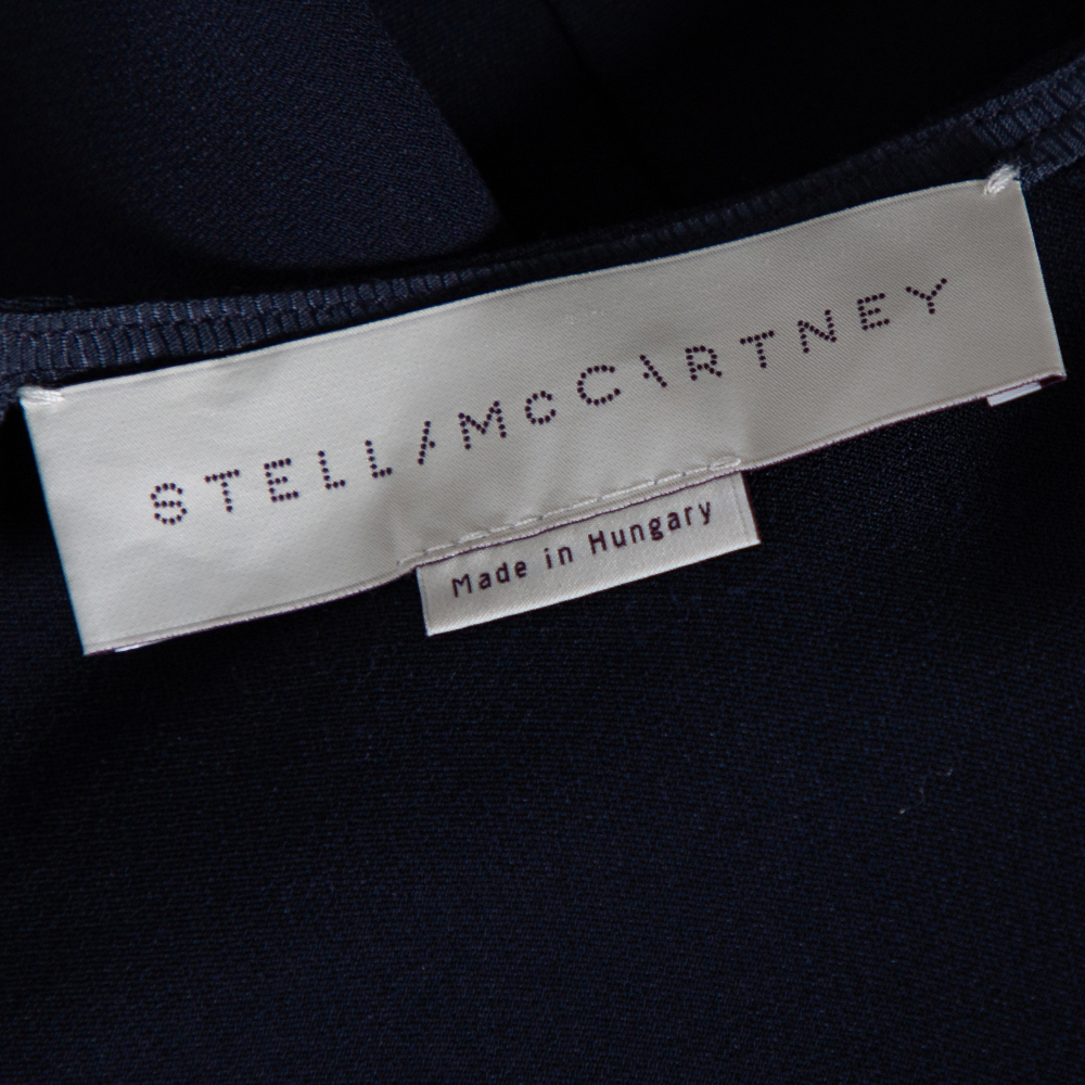 Stella McCartney Navy Blue Cady Long Sleeve Peplum Blouse S