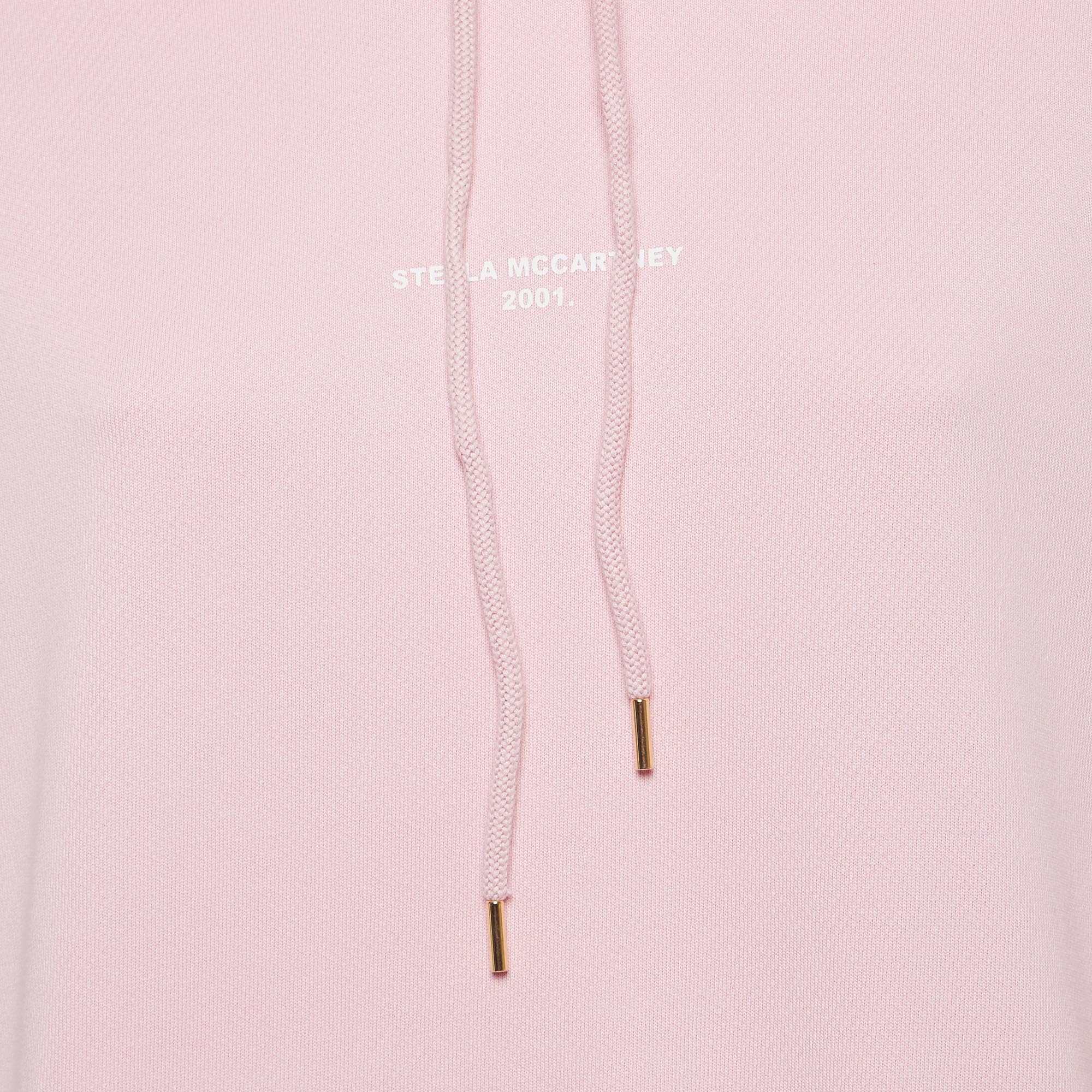 Stella McCartney Pink Logo Printed Cotton Knit Hoodie M