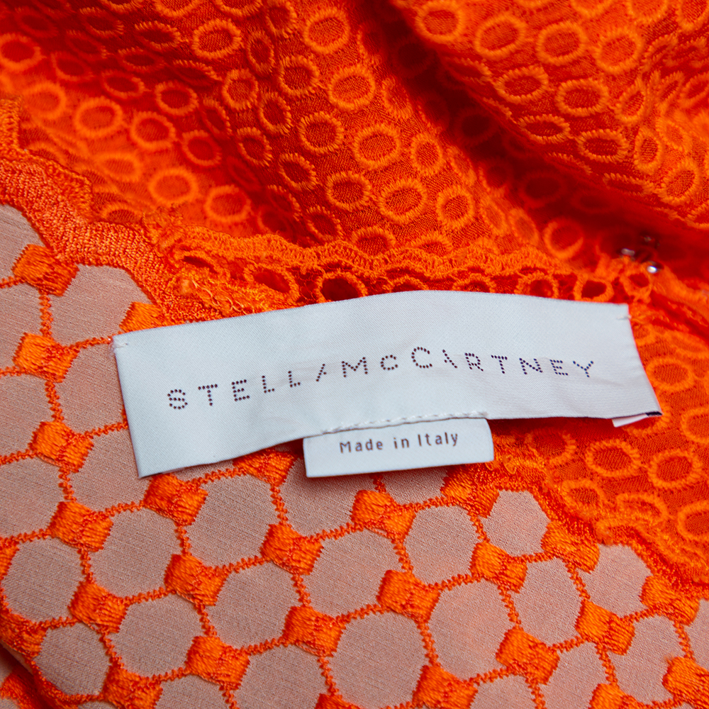 Stella McCartney Orange Lace & Mesh Inset Sleeveless Maxi Dress XS