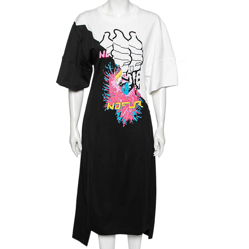 Stella mccartney monochrome cotton printed sweatshirt dress m