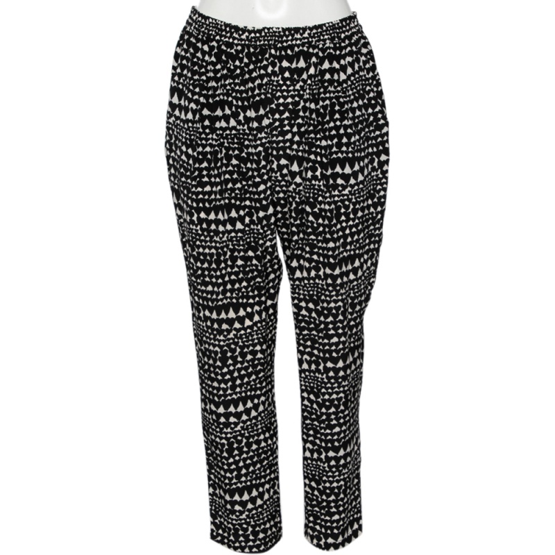 Stella mccartney monochrome heart printed silk pants m