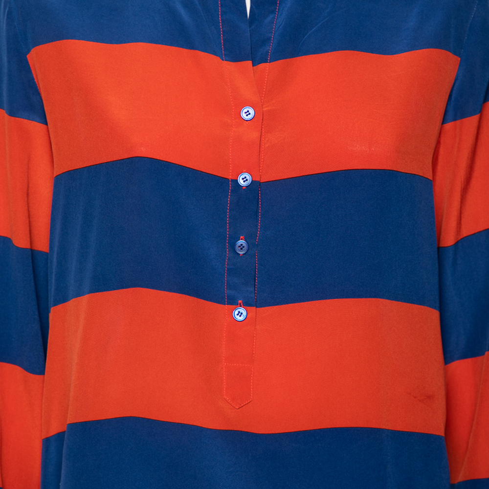 Stella McCartney Multicolored Striped Silk Button Front Shirt M