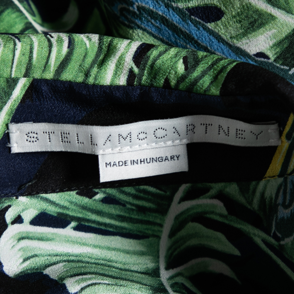 Stella McCartney Multicolor Parrot Printed Silk Button Front Shirt & Pant Set XS